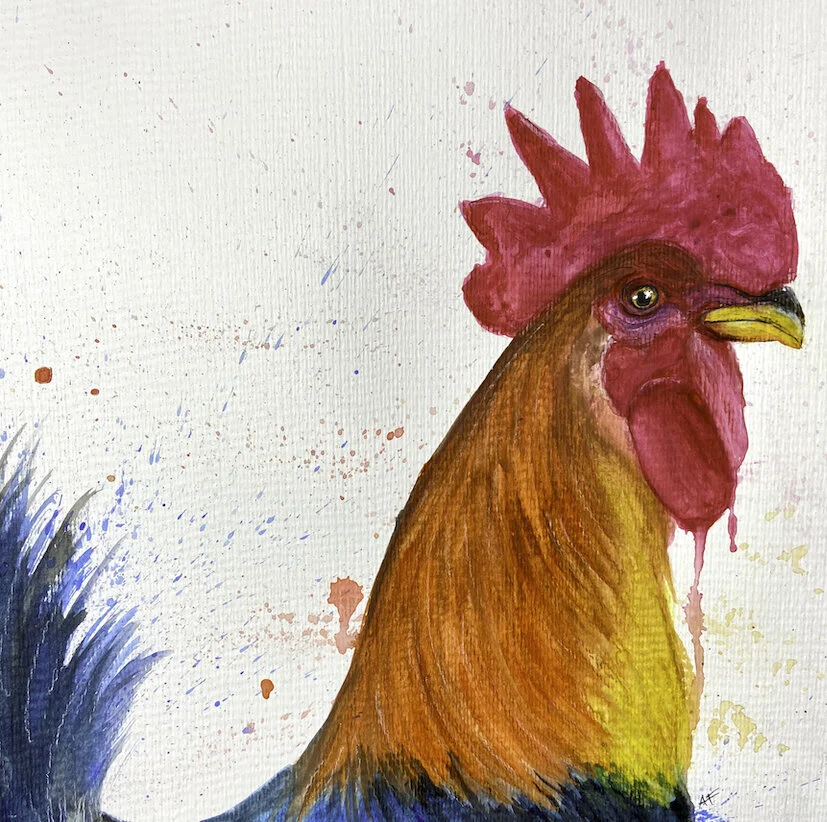 Rooster Painting Printed or Canvas Acrylics Austin Fabinski Michigan.jpg