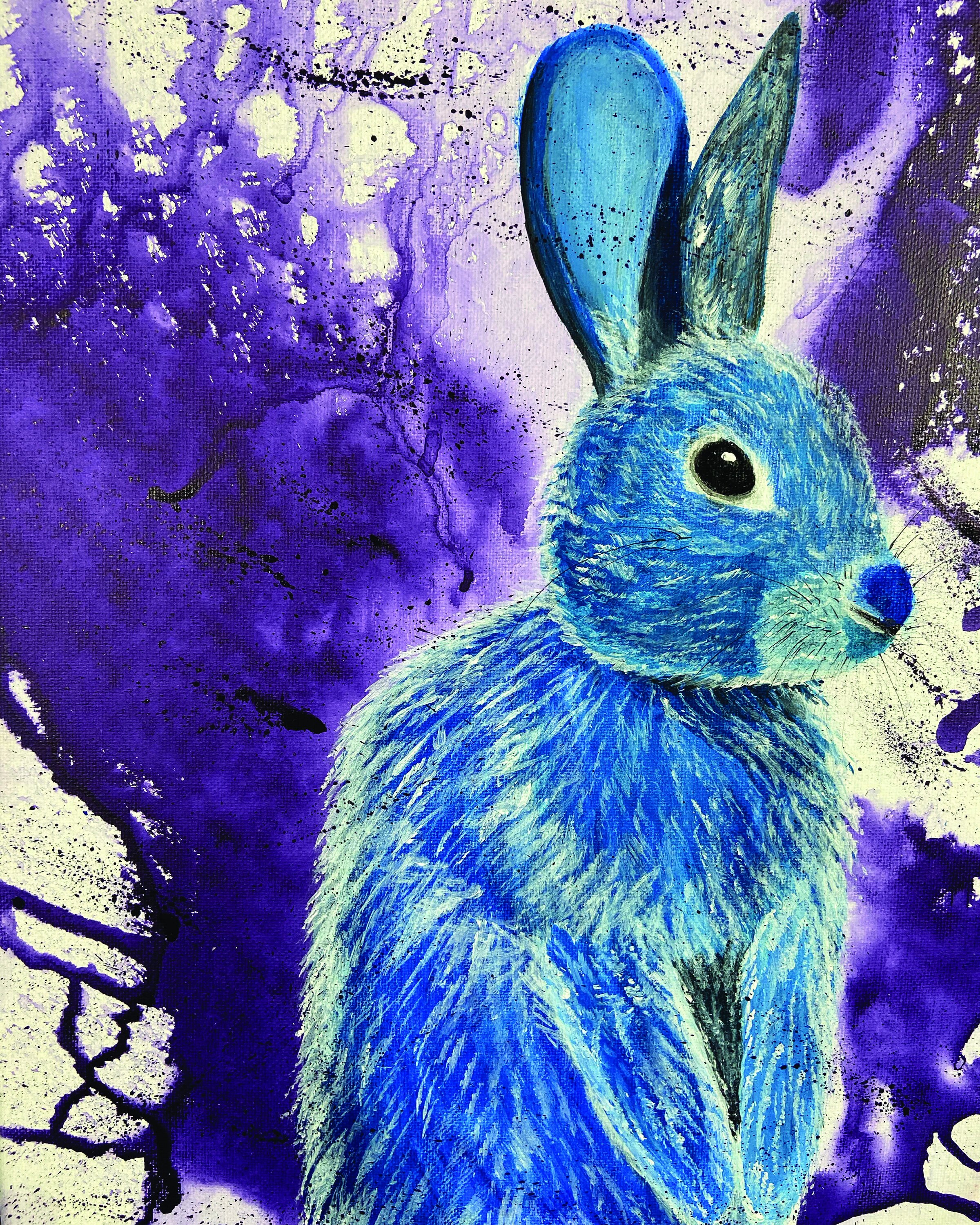 Blue Rabbit Printed or Canvas Acrylics Austin Fabinski Michigan.jpg