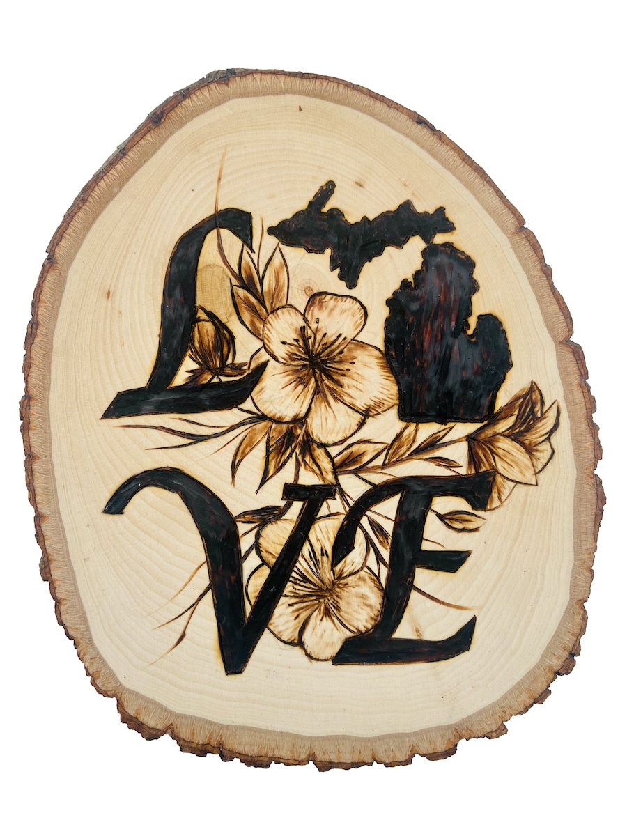 #3 Wood Burning "Love MI"