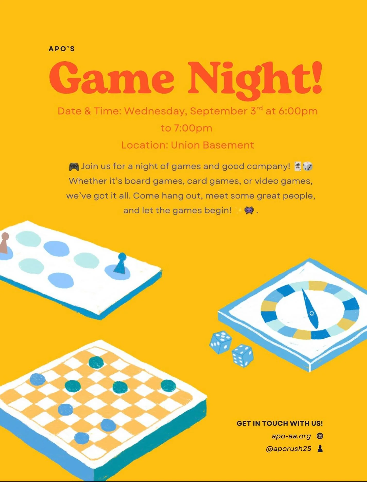 Bring out your competitive spirit and come to our game night in the Union Basement 🎱🧩🎲 We can&rsquo;t wait to see you there 😁