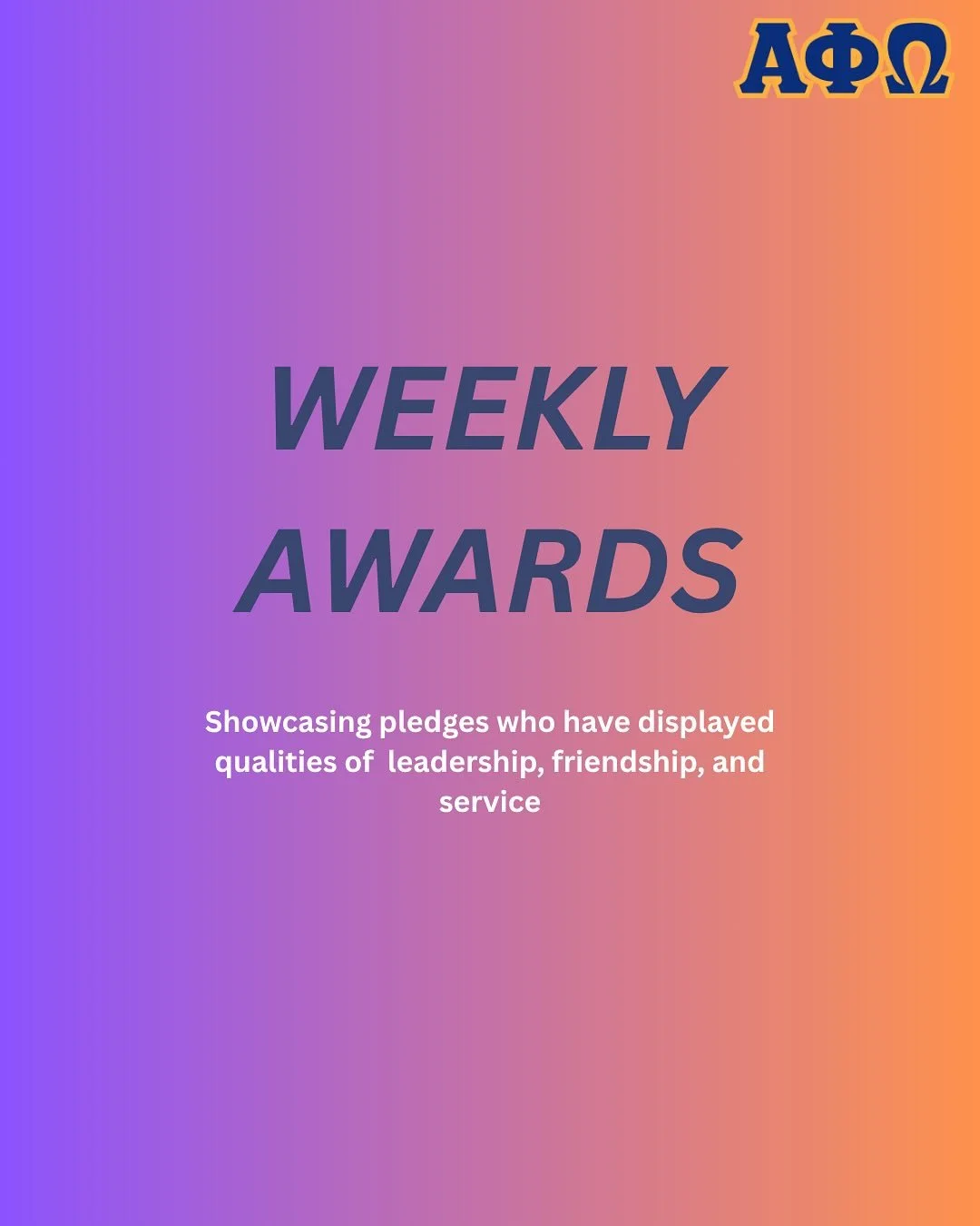Our final round of weekly awards! Congrats to these amazing pledges for keeping up their good work. Make sure to fill out of end of year awards here! https://docs.google.com/forms/d/e/1FAIpQLSfQlCOZOdhLqhv-rybBTPfpQukdT1MjT7QYlKEPcgxfxKTO7A/viewform