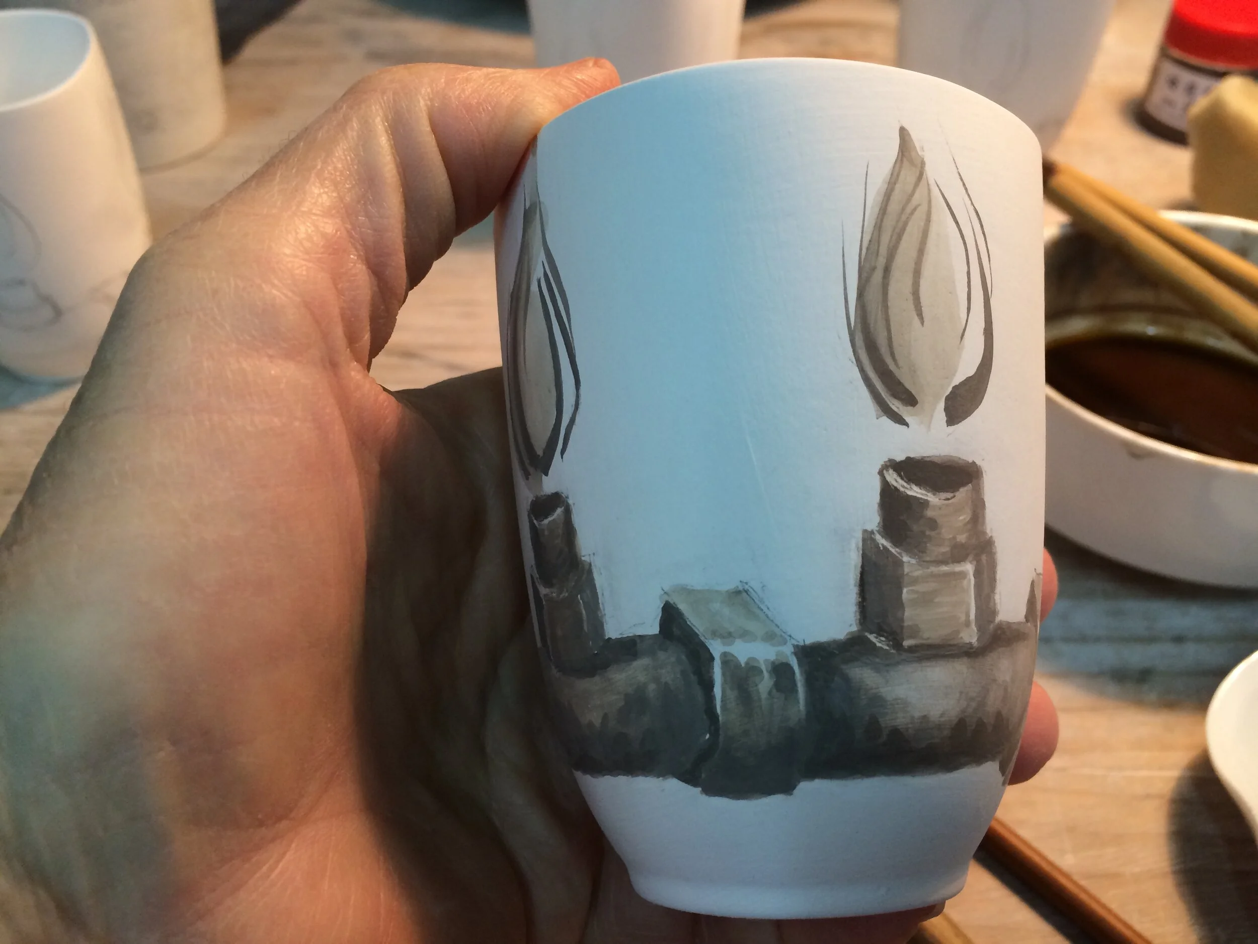 Cobalt pigment on porcelain