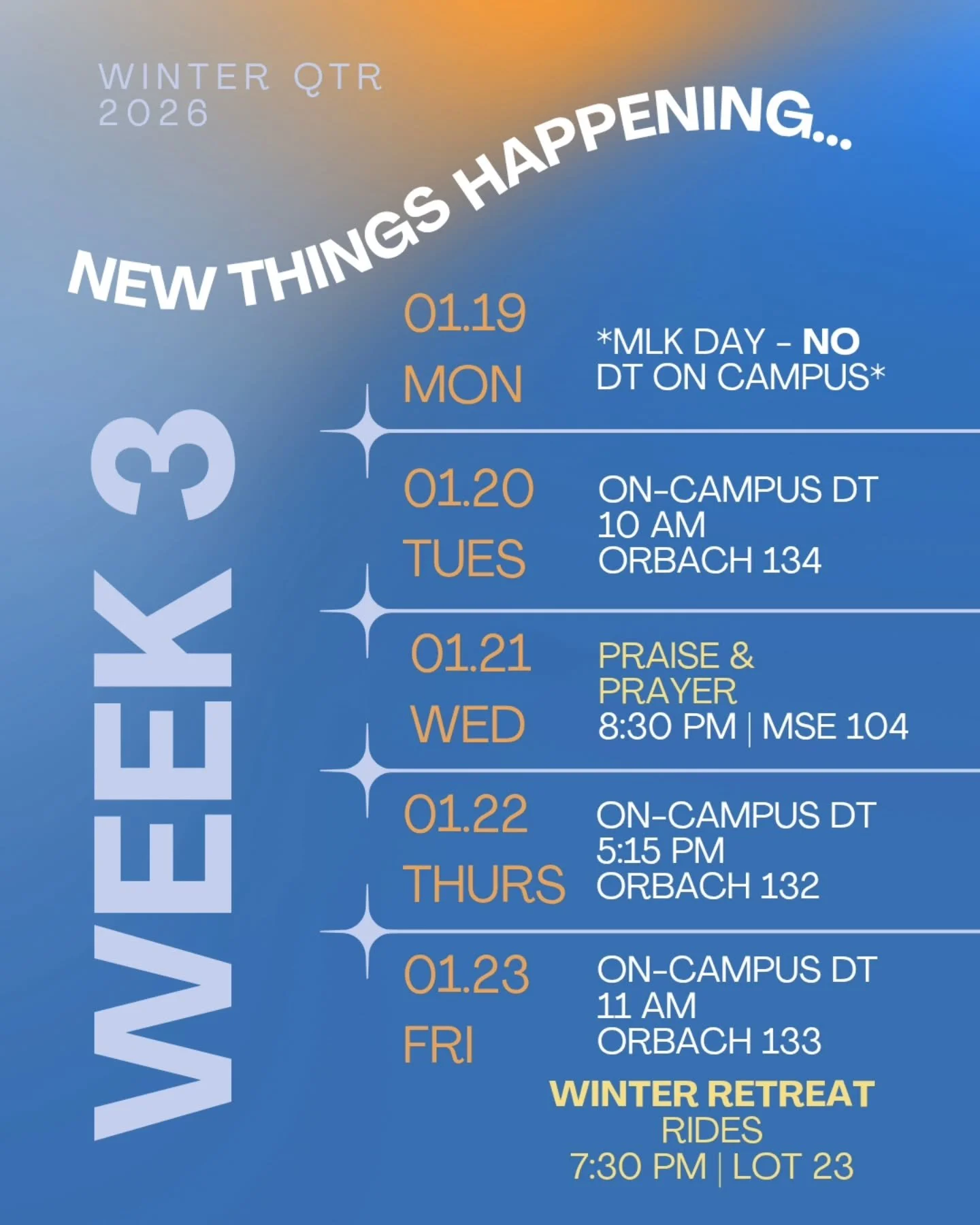 Get ready to elevate your mid-week with Praise &amp; Prayer nights every other Wednesday! It's a refresher for your soul 🙏🏻✨️

Book of John Pt. 2 ✌🏼 devotionals start today! DM us or hit up a mentor if you'd like one 😁

#a2friverside #acts2fellow