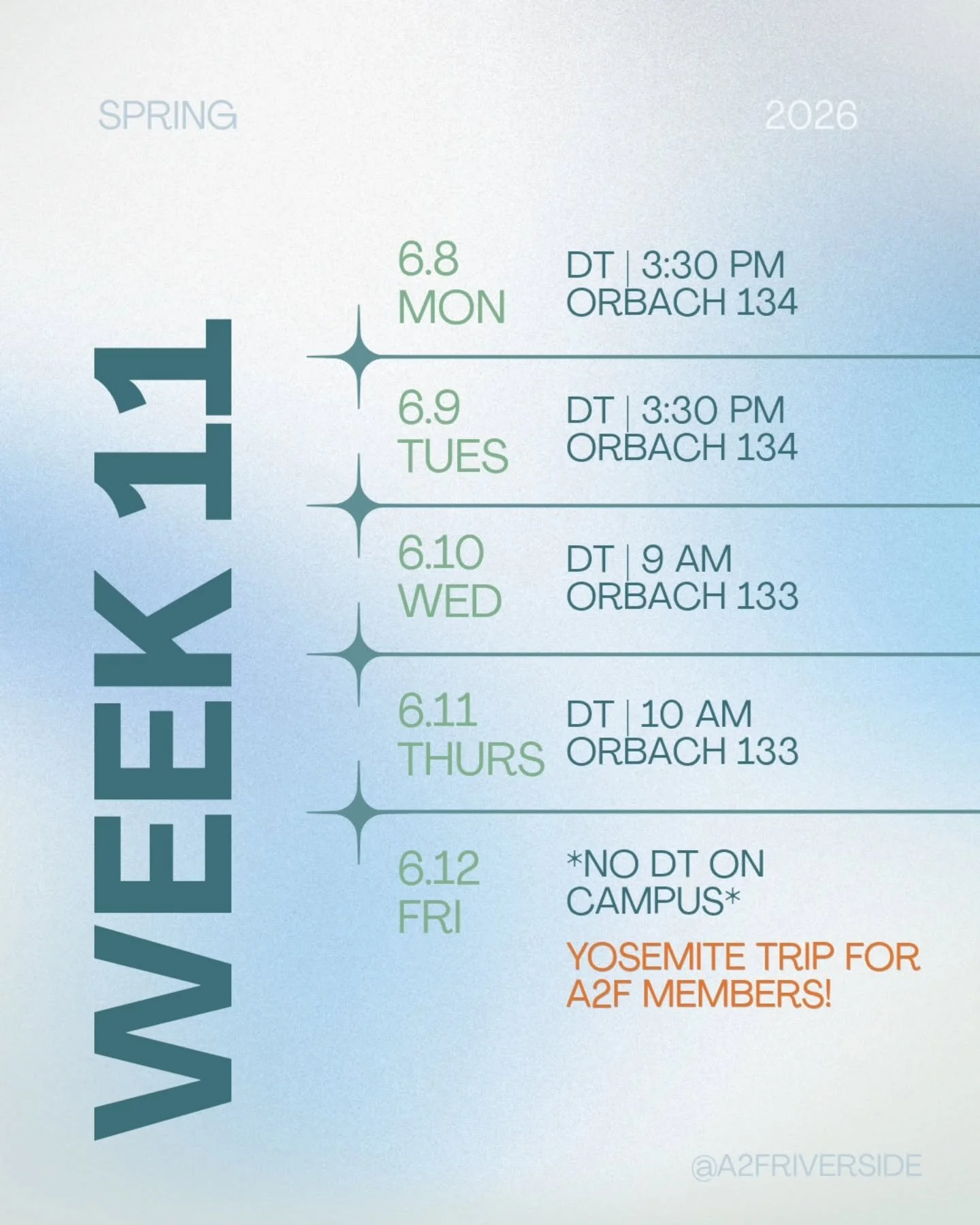 Wow, last week of school already!!! Here's what we got going on this week 😁

#finalsweek #ucriverside #ucr #acts2fellowship ##a2friverside