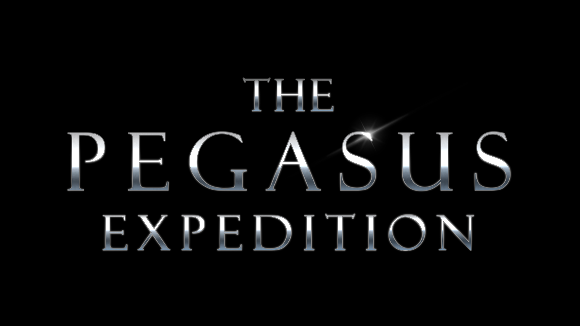 The Pegasus Expedition logo mustalla taustalla