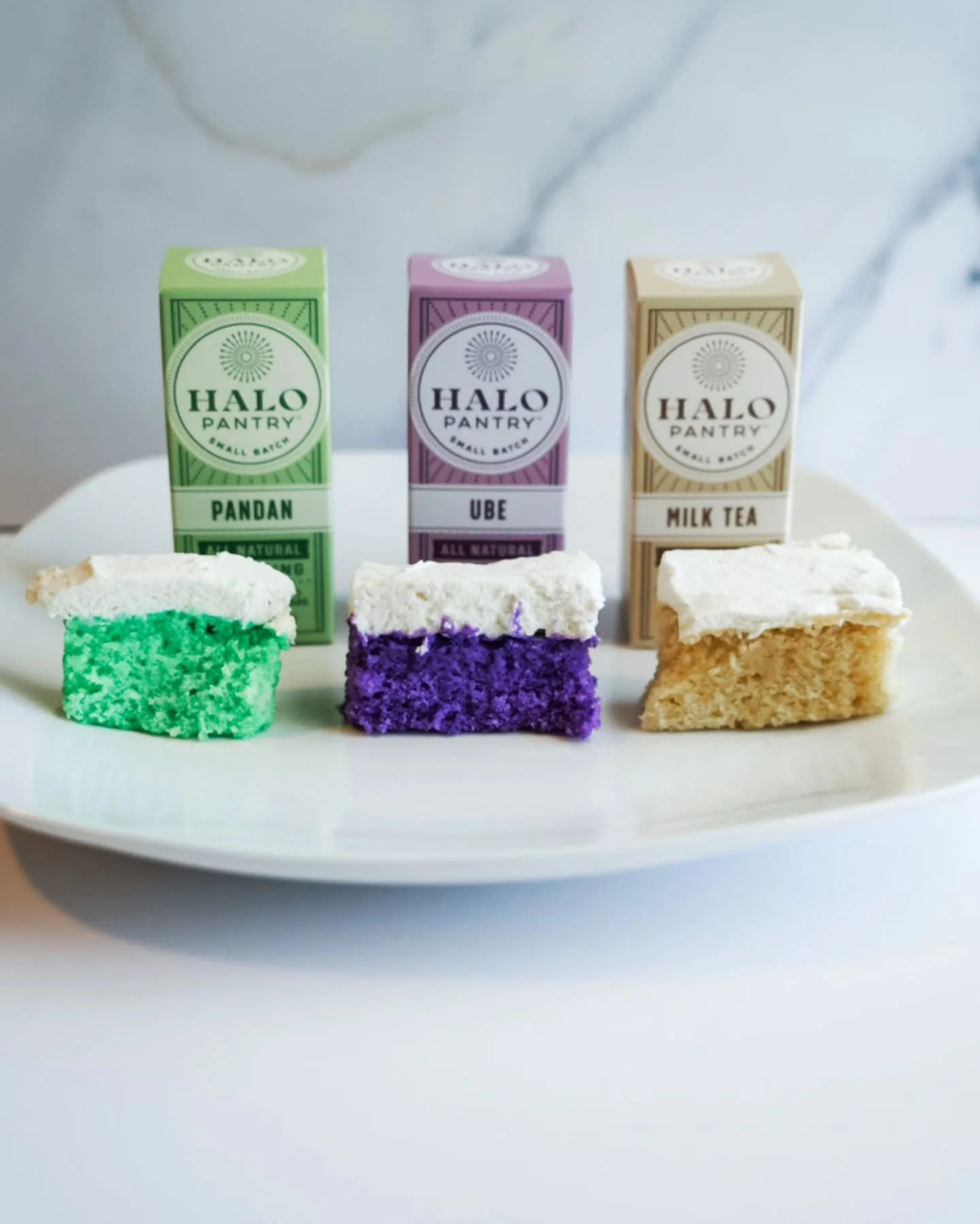 I had some time and decided to give a few more @halopantry flavors a quick try. I've used their Fuji Apple and Strawberry lychee before but I hadn't tried these three yet. Which flavor would you try? I think my favorite was pandan. 

#asianbaker 
#as