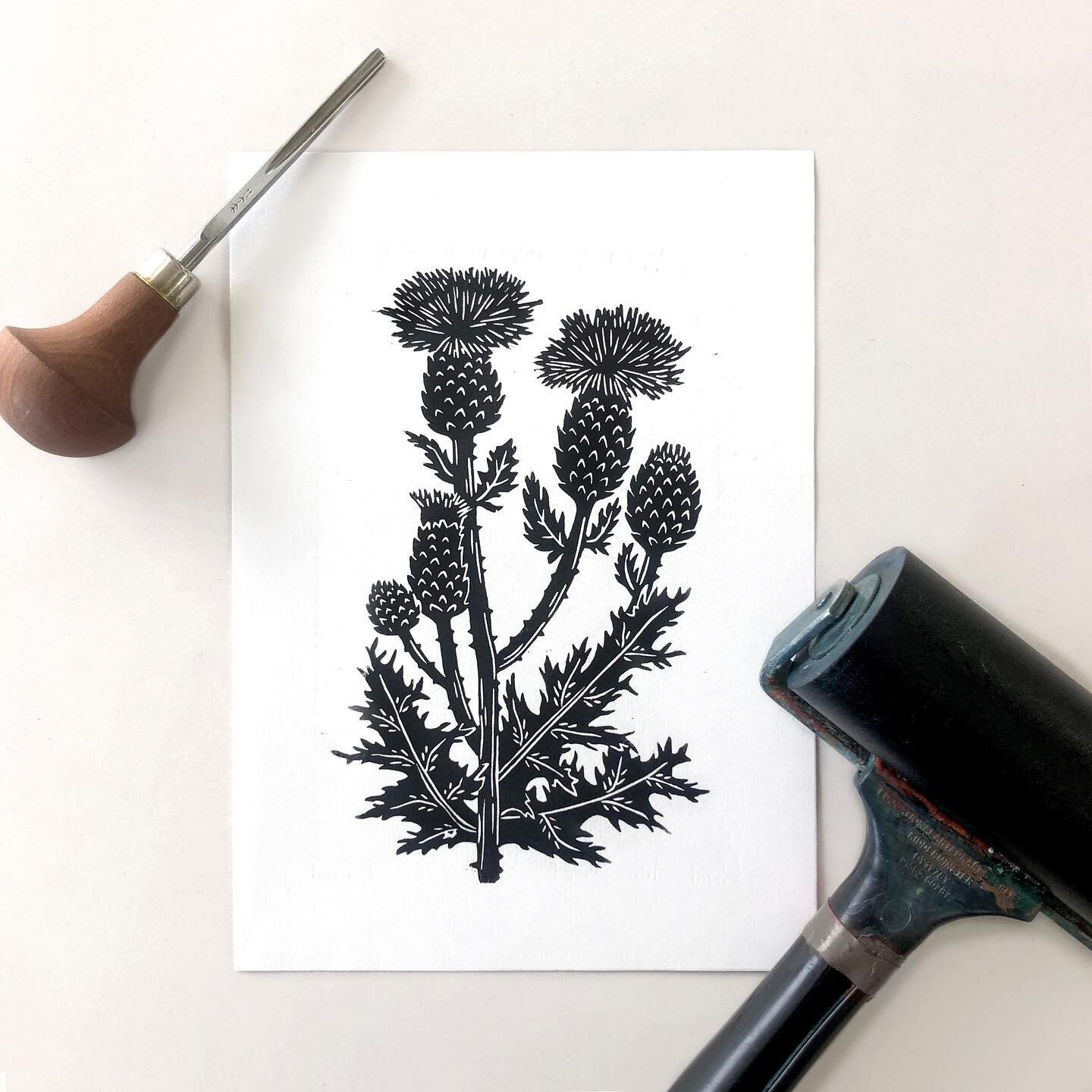 Latest linocut printed at @lawrenceprintmaking this week. Currently working on the other 2 designs that will complete this little trio of botanical prints inspired buy Norfolk seaside walks. Looking forward to getting them framed together once they&r