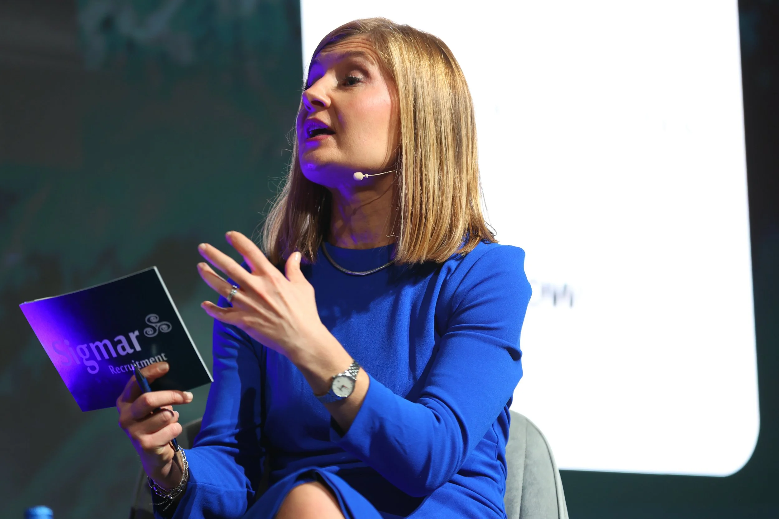 The interviewer guides the conversation around the currency of capability at Talent Summit 2026