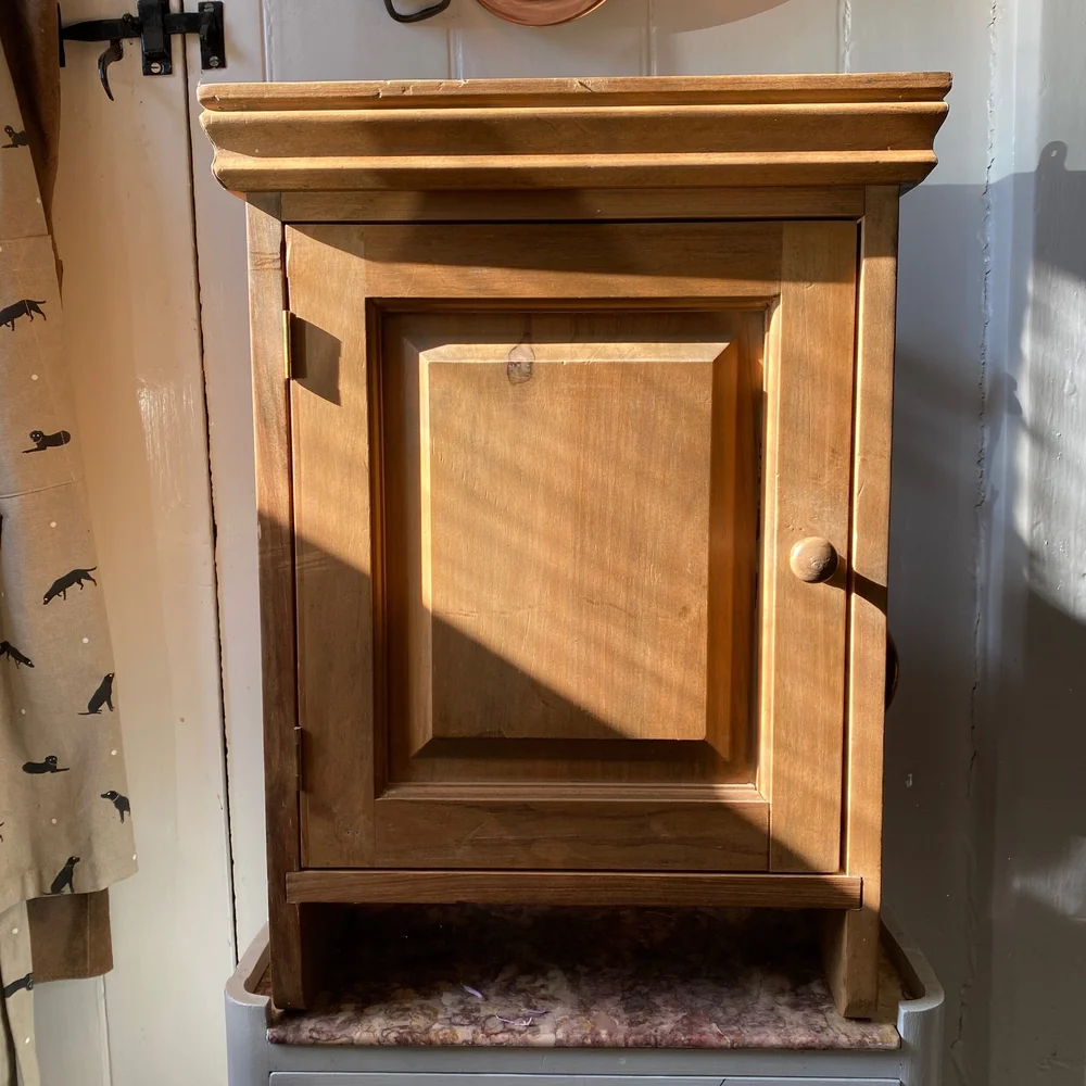 Vintage English country pine wall cabinet relic interiors