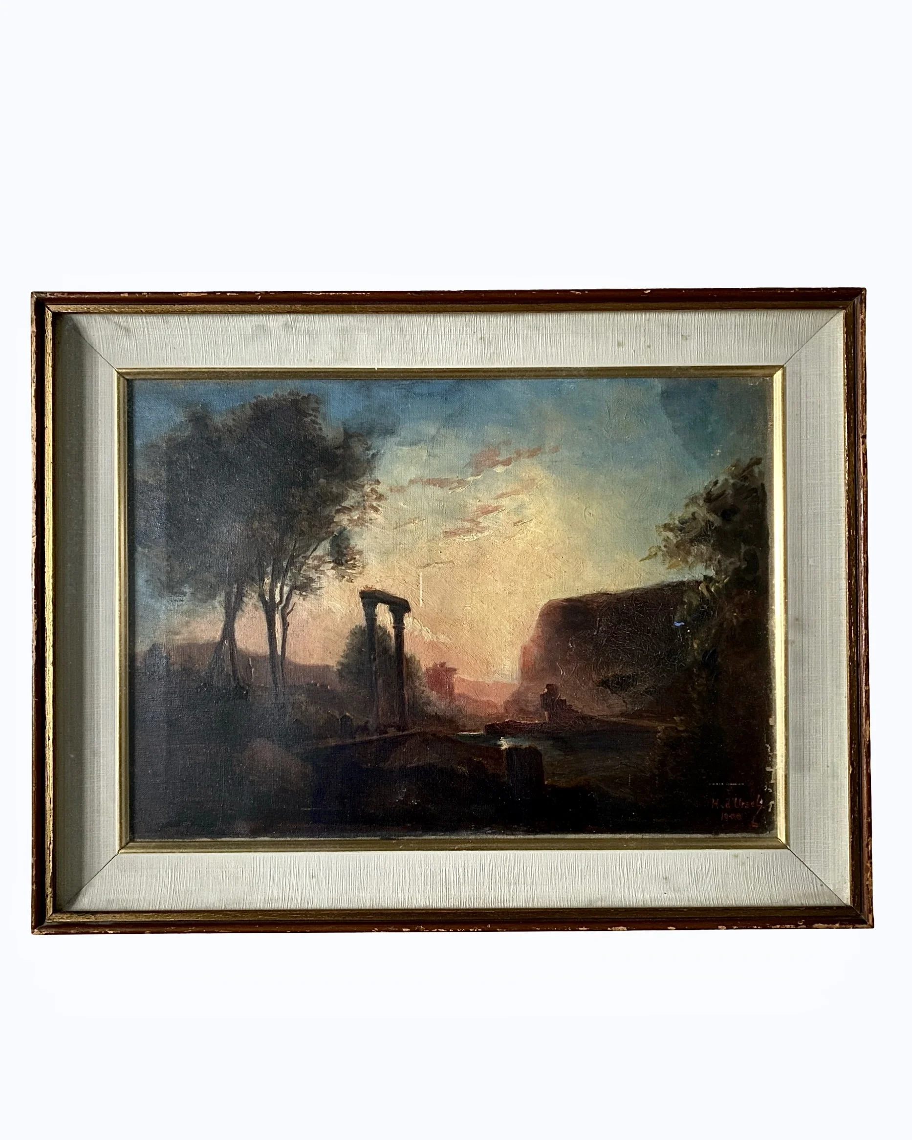 1900 Italian School Oil of Antiquity Ruins