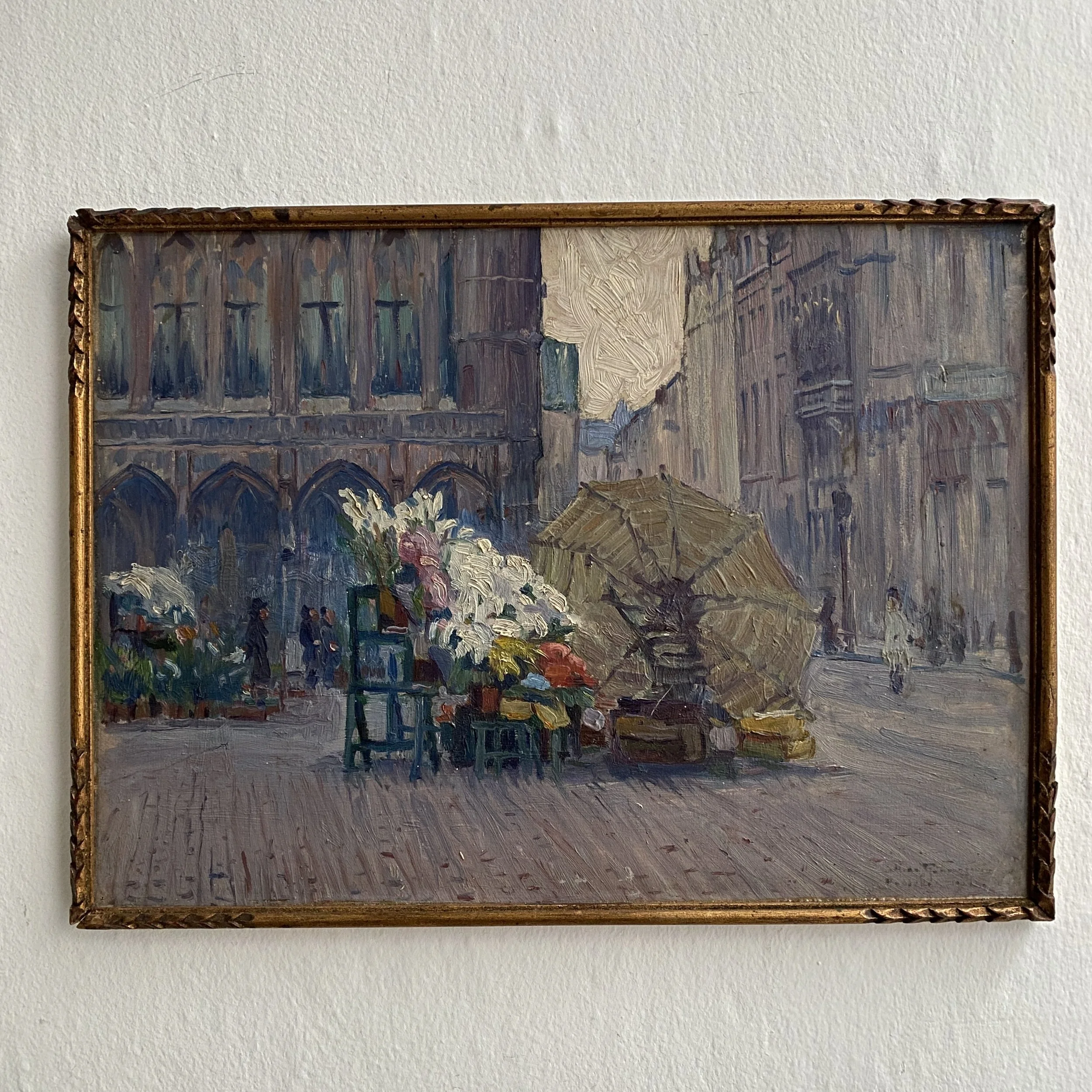 French Impressionist Style painting of a Flower Stall