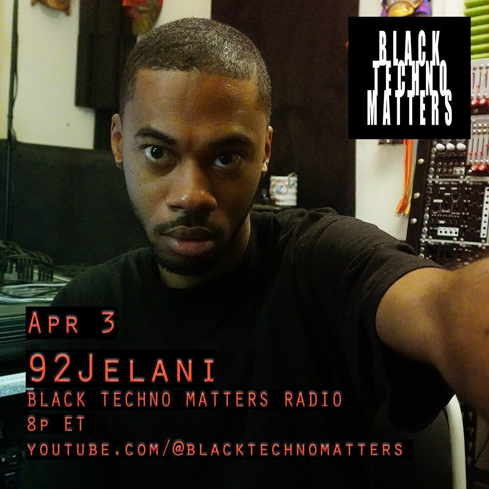 A new BLACK TECHNO MATTERS RADIO mix from 92JELANI (@92jelani) drops tonight at 8p ET on our youtube channel! link in bio.

92Jelani (Jelani Yorker) is a Sonic Alchemist inspired by warehouse techno and electronic grooves. For over a decade, Jelani h