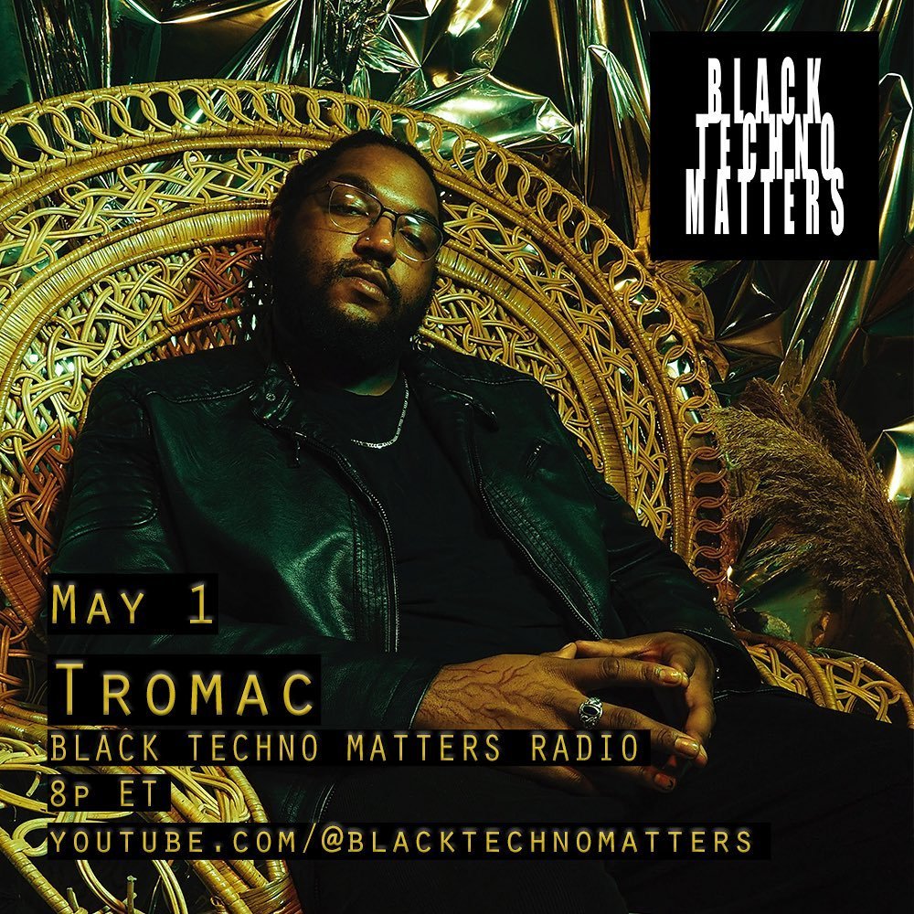A new BLACK TECHNO MATTERS RADIO mix from @tromac drops tonight at 8p ET on our youtube channel! link in bio.

Miles Cowling, professionally known as Tromac, is a seasoned DJ, curator, and producer hailing from PG County. Their eclectic sets blend Cl