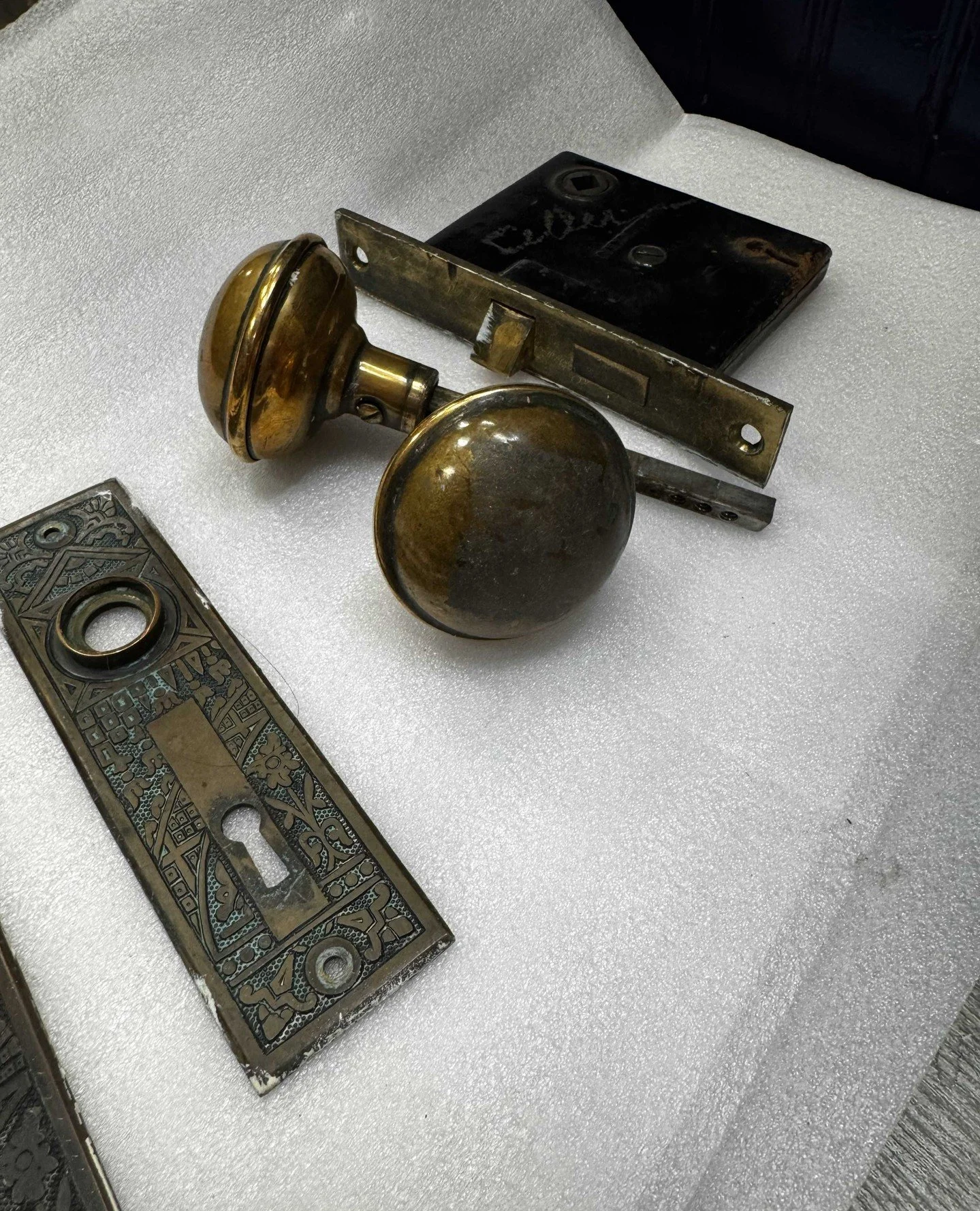Greater Providence is known for it's beautiful stock of historic homes and craftsmanship you won't find elsewhere. If you own one of these homes, did you know that we can restore and replate your tired hardware? A customer brought in this lockset, an