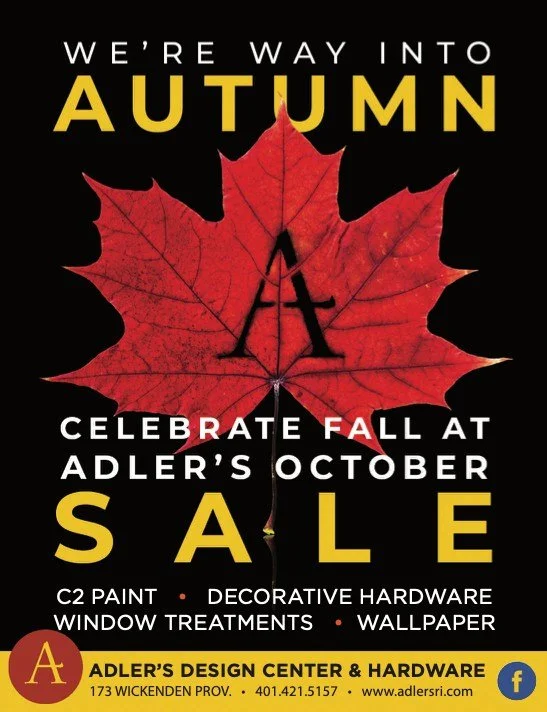 It's October 1st, 🍁and you know what that means -- the Adler's Fall Sale is BACK! 

Stop by the store for amazing discounts all month long on C2 Paint, Decorative Hardware, Window Treatments, and Wallpaper! Learn more here ▶️ adlersri.com/october-sa