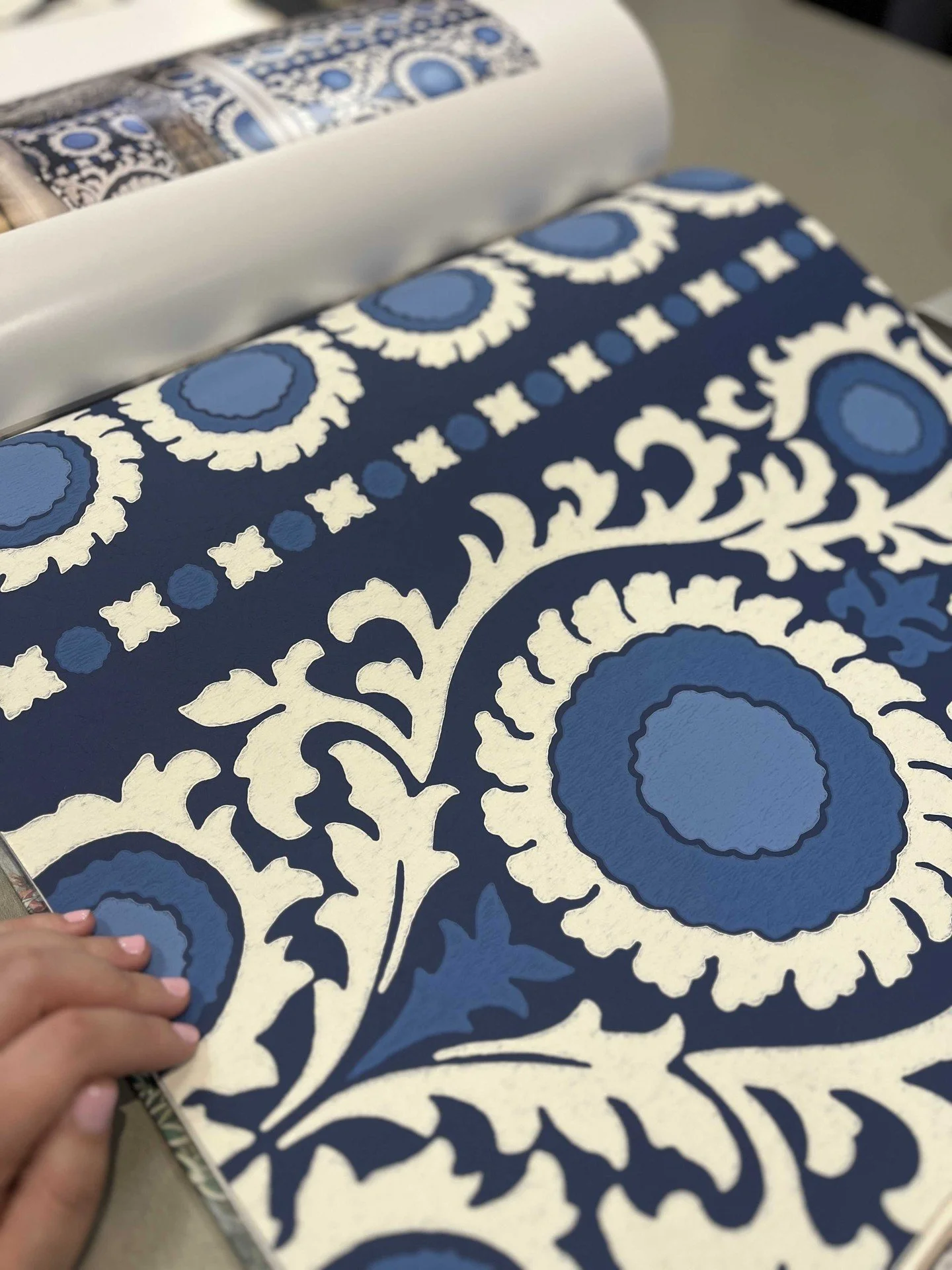 Bold blues with a baroque slant brings swirls, scrolls, and simplicity that can open spaces and create awe and magnificence. Dramatic, no?

#adlersri #adlersdesigncenter #adlershardware #designgoals #beautifulinteriors #hardwarestore #familyowned