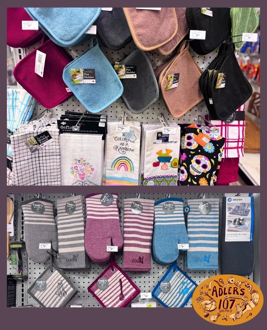 🥘Will these potholders make me a better cook?  DEFINITELY NO! 
But you'll look better when serving that concoction you just created.
👣 baby steps... 

 

#adlersri #adlersdesigncenter #adlershardware #designgoals #beautifulinteriors #hardwarestore 