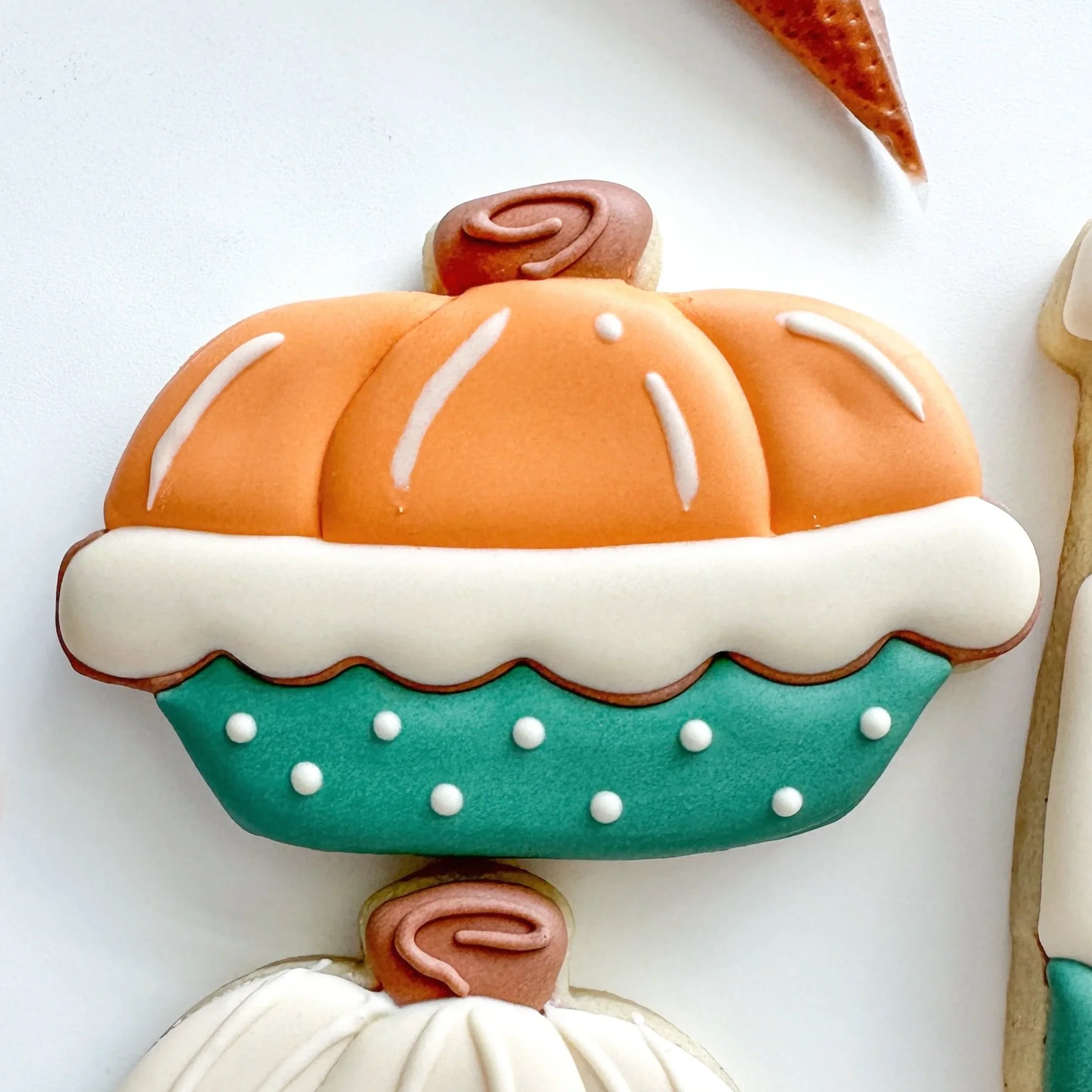 pumpkin pie decorated cookie