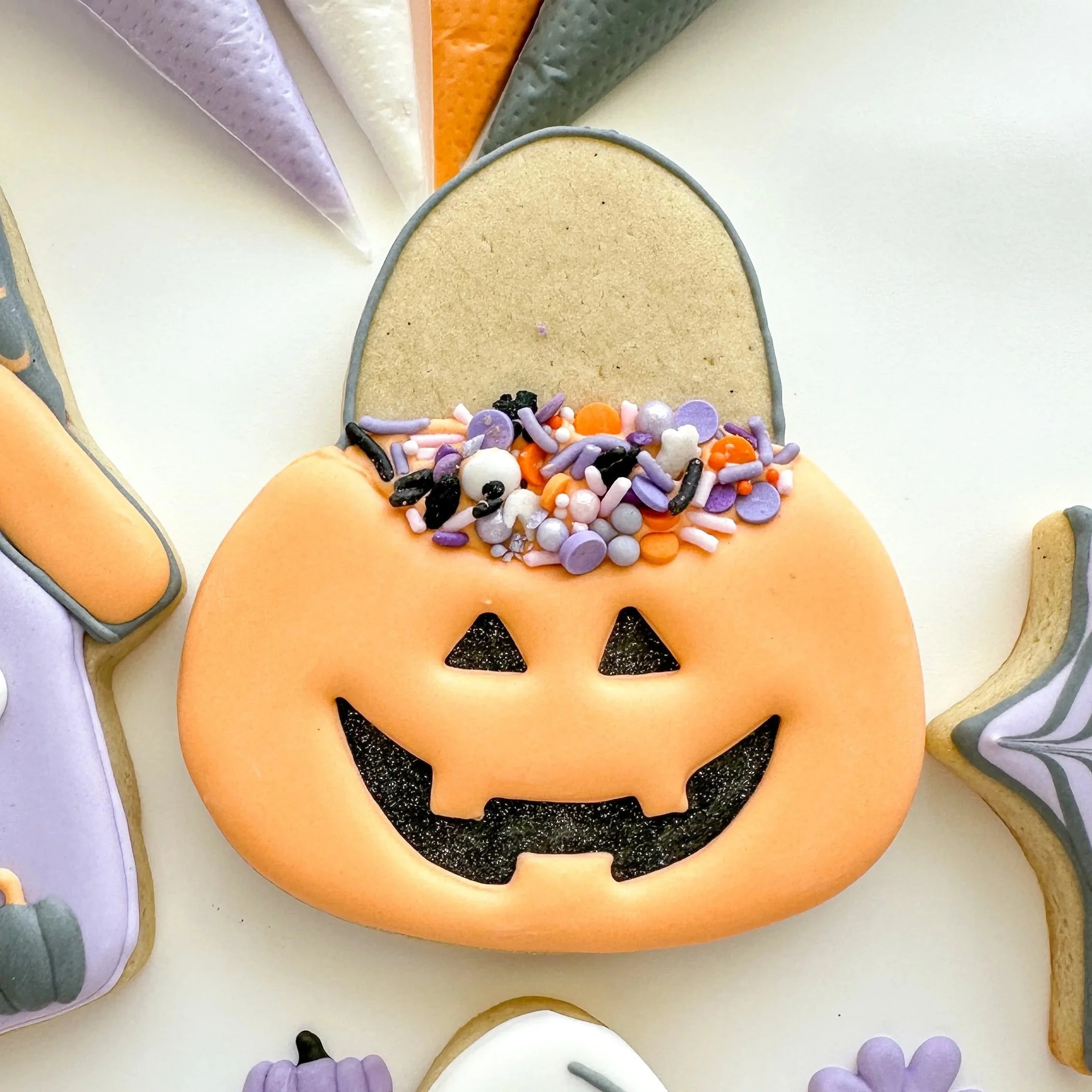 Jack o Lantern decorated cookie