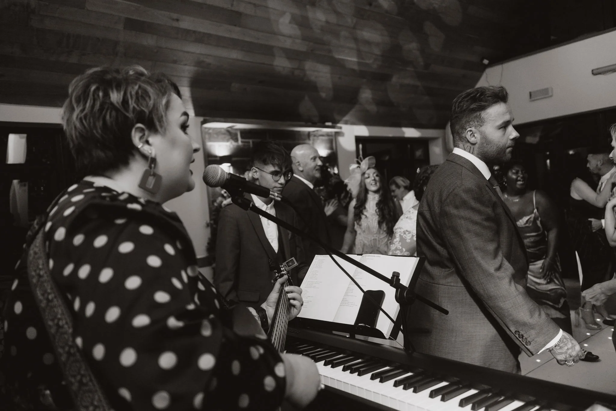 Bronwen Lewis sings for the wedding reception at Canada Lodge lake in Cardiff