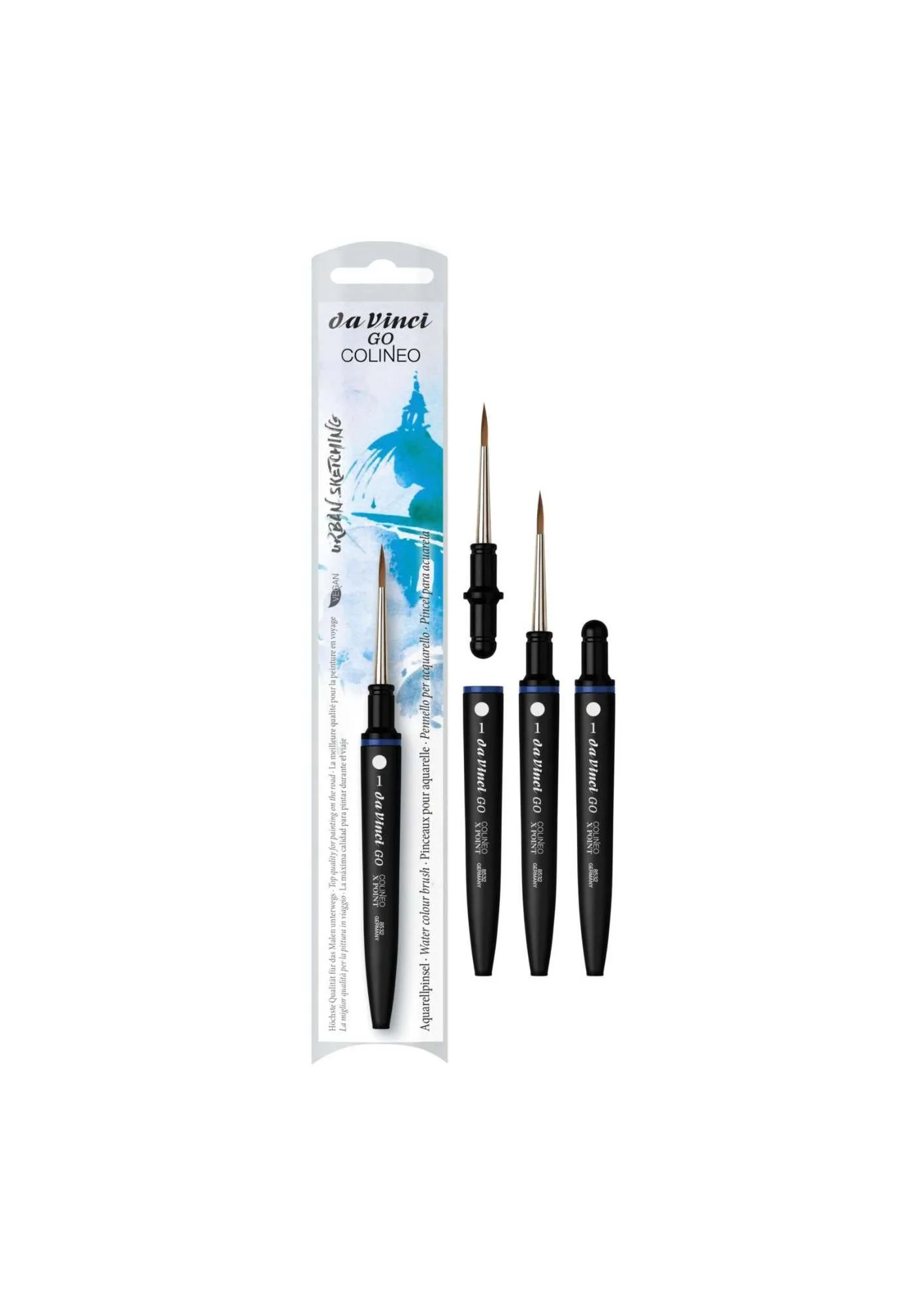da Vinci - 8532 GO COLINEO Reise-Aquarellpinsel rund, extra spitz verschiedene Größen