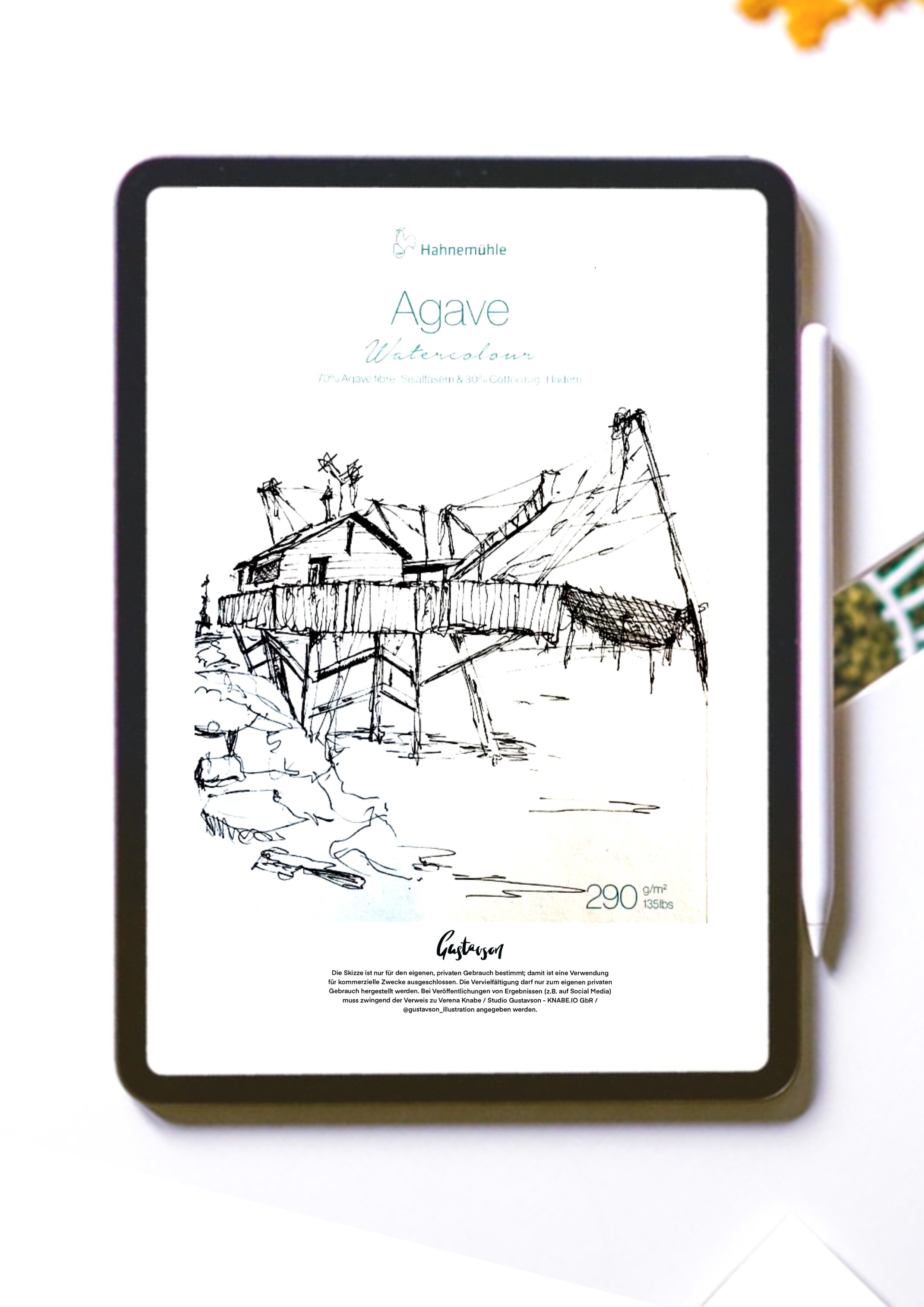 Livestream - HahnemühleWeek 2021 - Agave Watercolor - Skizze