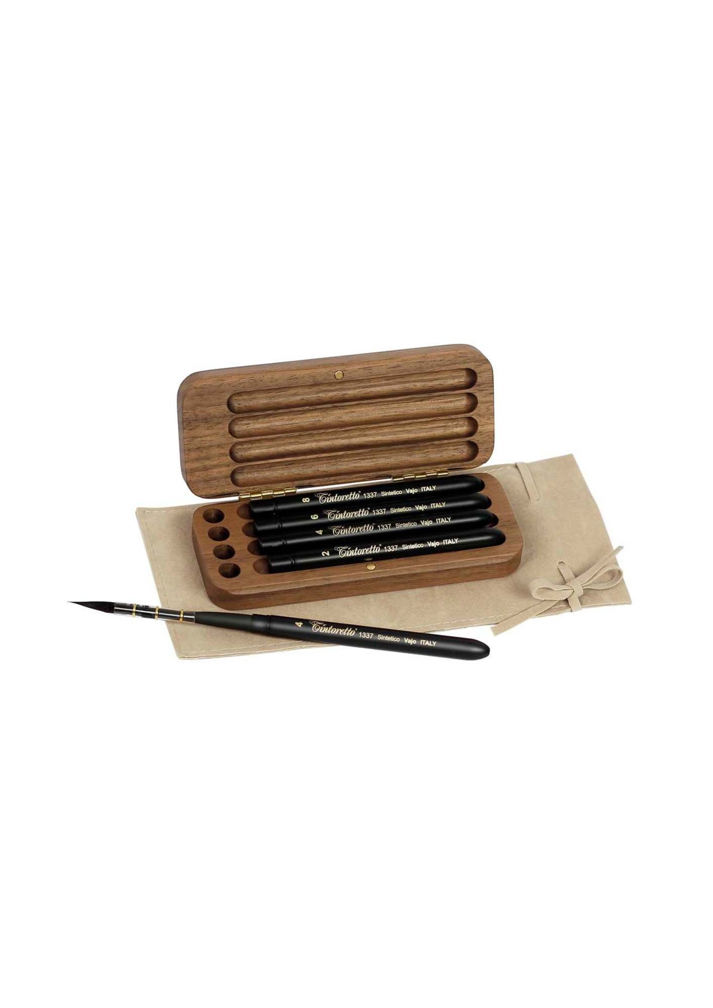 Tintoretto - 555/N7 Reisepinselset inkl. Etui aus dunklem Walnussholz