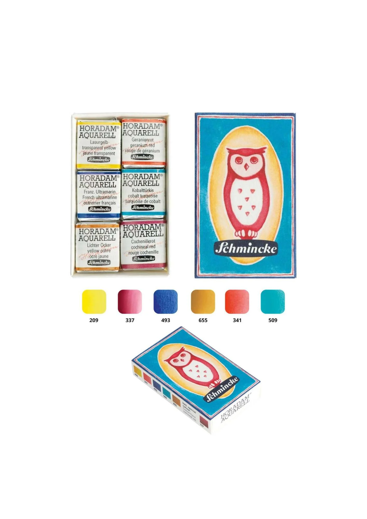 Schmincke - 74 671 HORADAM Aquarell Set Streichholzschachte 6 x 1/2 Näpfchen