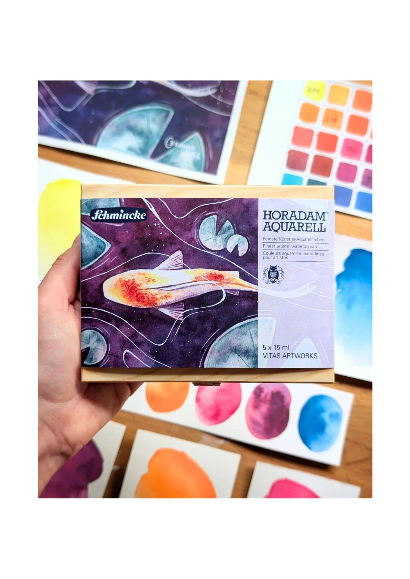 Schmincke - 74 558 HORADAM® AQUARELL Holzbox - 5 x 15 ml Tuben - Vitas Artworks