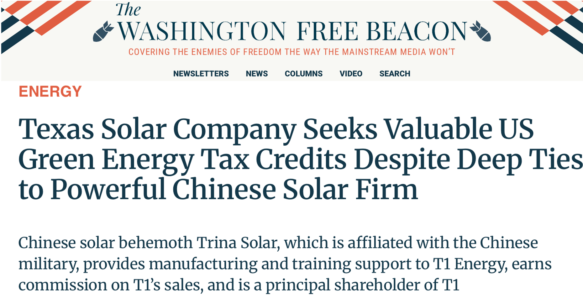 Horizon Advisory quoted in Coverage of Solar Tax Credit Risks