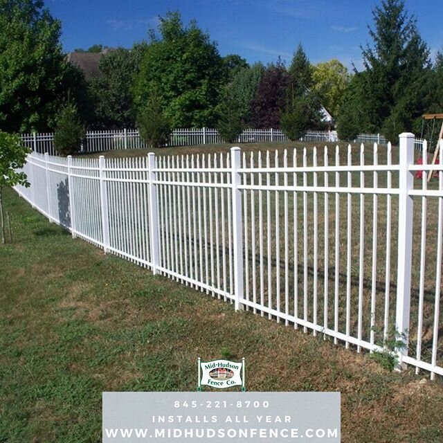 Alumi-Guard's white Belmont aluminum fencing with a pressed spear top.
*
Give us a call today or fill out a submission form for your free estimate!