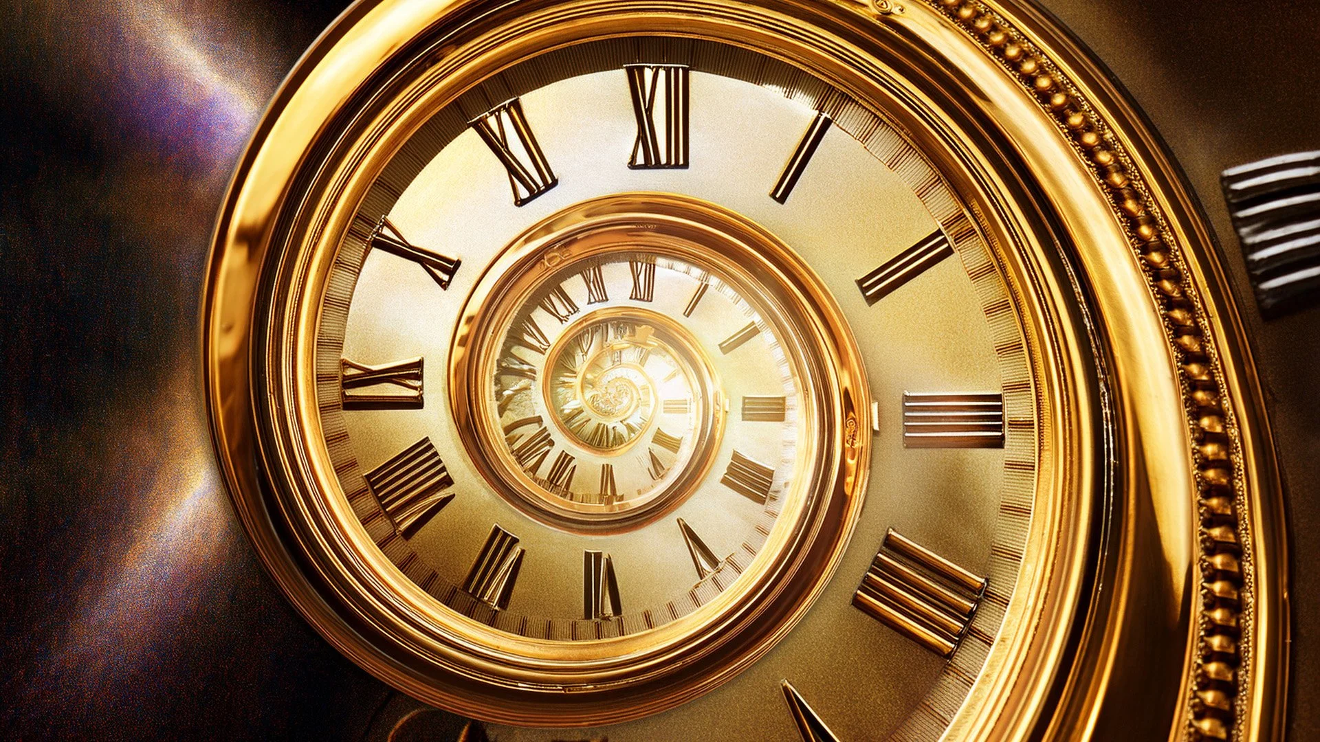A Golden Clock Face Spirals Into Infinity.jpg