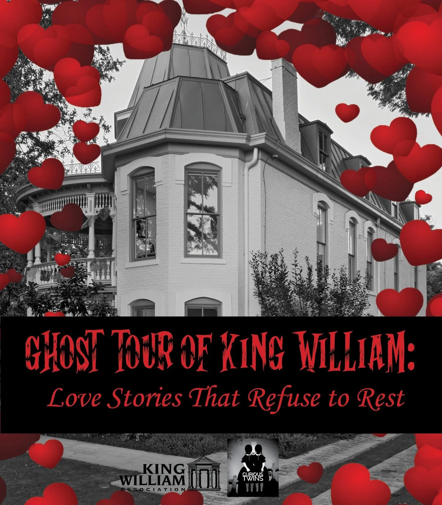 Love stories don&rsquo;t always end&hellip; some linger.

Celebrate Valentine&rsquo;s Day with a hauntingly romantic evening in the historic King William District. Join Curious Twins Paranormal Tours for a guided nighttime walk exploring whispered my