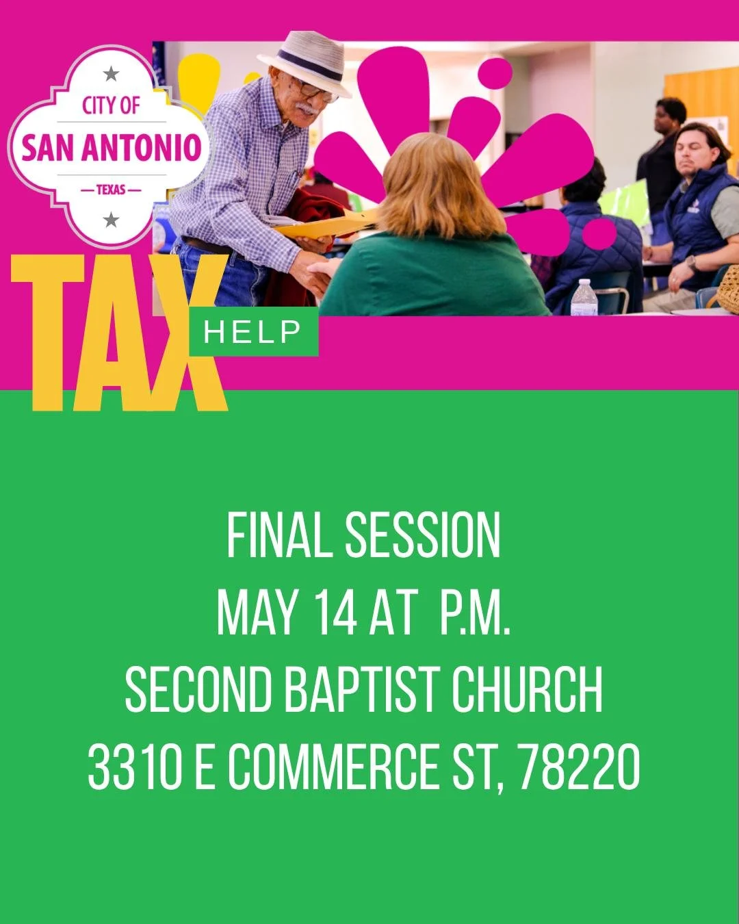 TONIGHT! It's your last chance to get property tax help at Second Baptist Church.

Lower your tax bill before the deadline. The City of San Antonio is hosting its final Property Tax Help workshop this Thursday. Experts will explain how to protest you