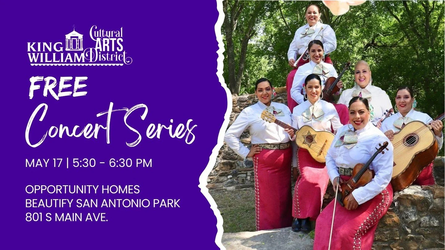 Join us TONIGHT for Mariachi in the Park!

Spend your Sunday evening at Beautify San Antonio Park. Mariachi Damas de Jalisco will perform their traditional music in a local celebration of Cinco de Mayo. This performance by San Antonio&rsquo;s premier