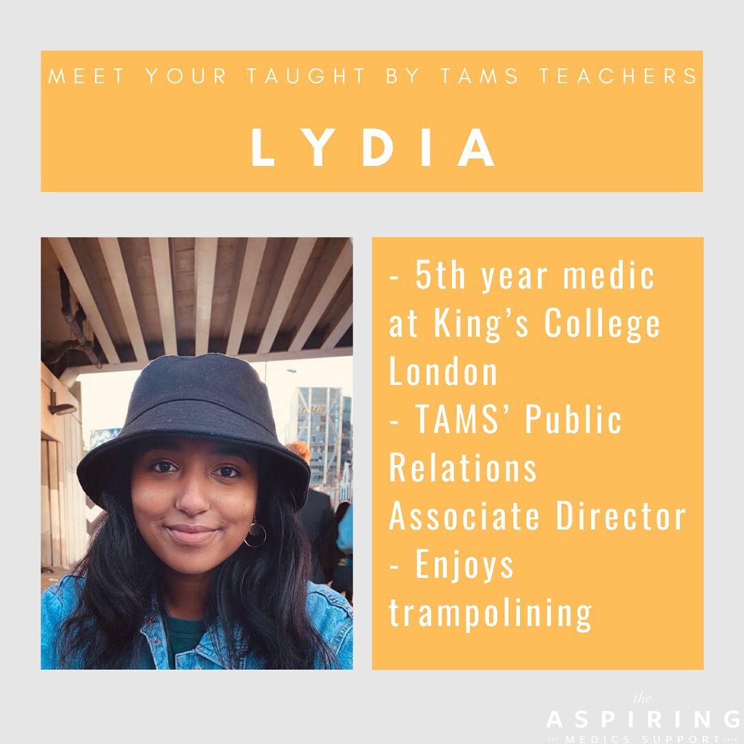 Introducing the last speaker for Taught by TAMS Series 3! 

Meet Lydia👋🏻

She will be leading the last episode on Wednesday 22nd July @5pm! 

Lydia has just started her final year at King&rsquo;s College London and has previously intercalated in a 