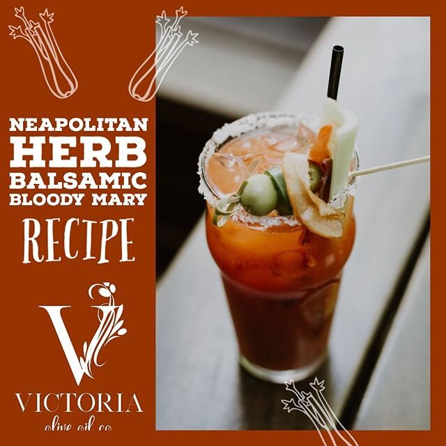 Neapolitan Herb Balsamic Bloody Mary

INGREDIENTS

Neapolitan Herb Balsamic
V8 Juice, original
Horseradish
Worcestershire Sauce
Tabasco
Celery Salt
Limes
Ground Pepper
Infused Sea Salt, for rim

DIRECTIONS

Fill 4 tall glasses with ice

In a large pi