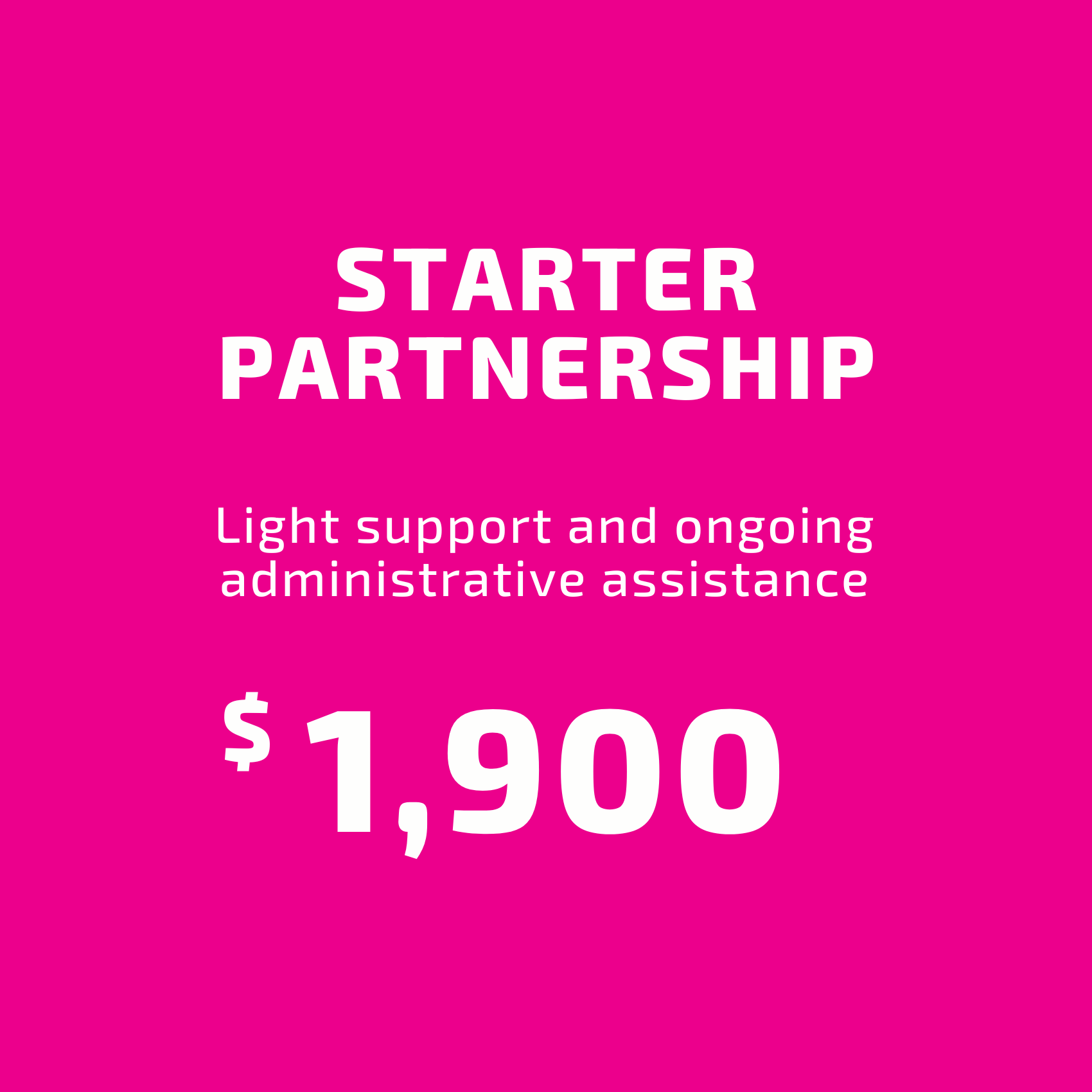 Starter Partnership price block of $1,900