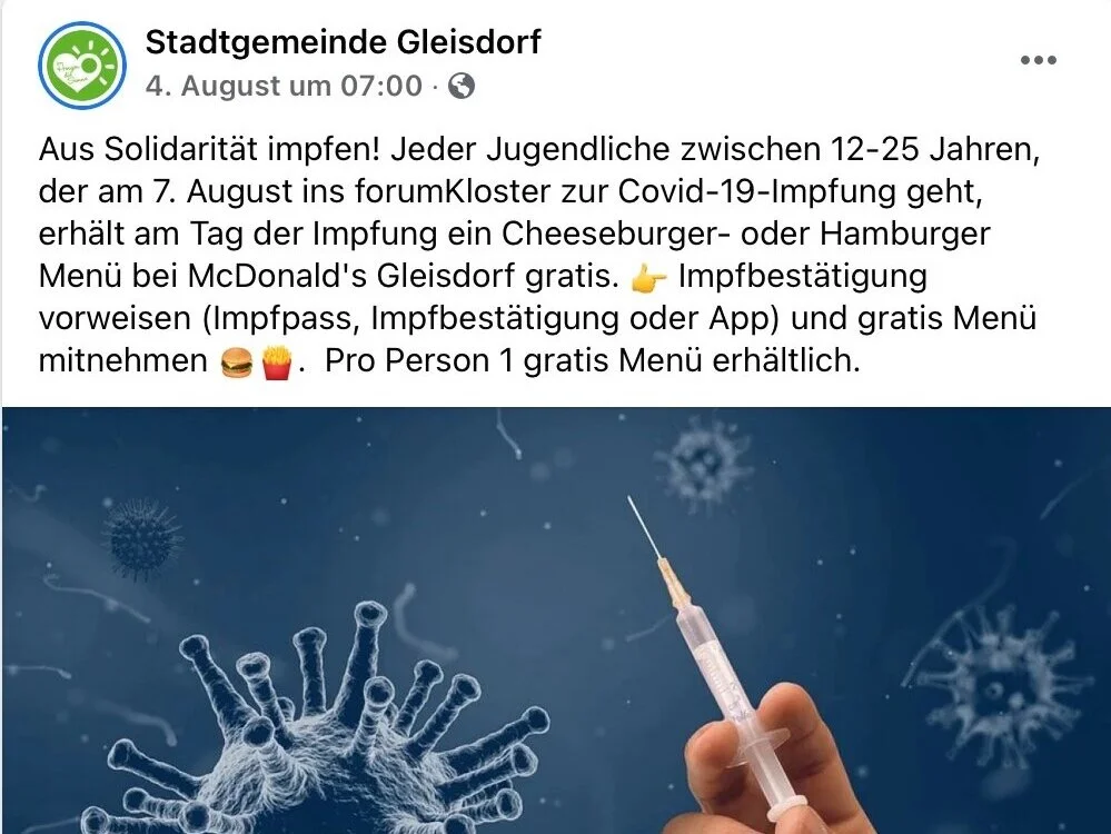 Statement zur Aktion: Fastfood für Impfung