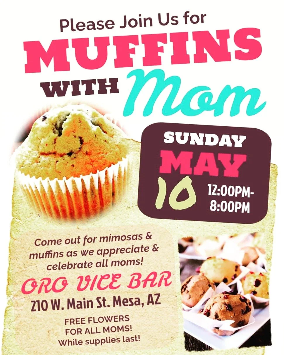 Looking for something a little different for Mother&rsquo;s Day? 
We got you covered. 
Join us in the taproom May 10th starting at noon for &lsquo;Muffins with Mom&rsquo;!
Buy a Mimosa or other beverage (that goes well with muffins 😊), and we&rsquo;
