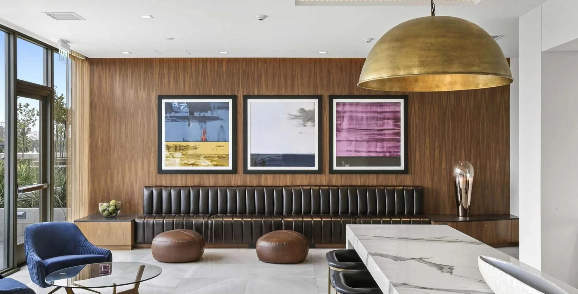 Clubroom at Vision on Wilshire, a luxury multifamily residential property developed by UDR in Los Angeles, California.