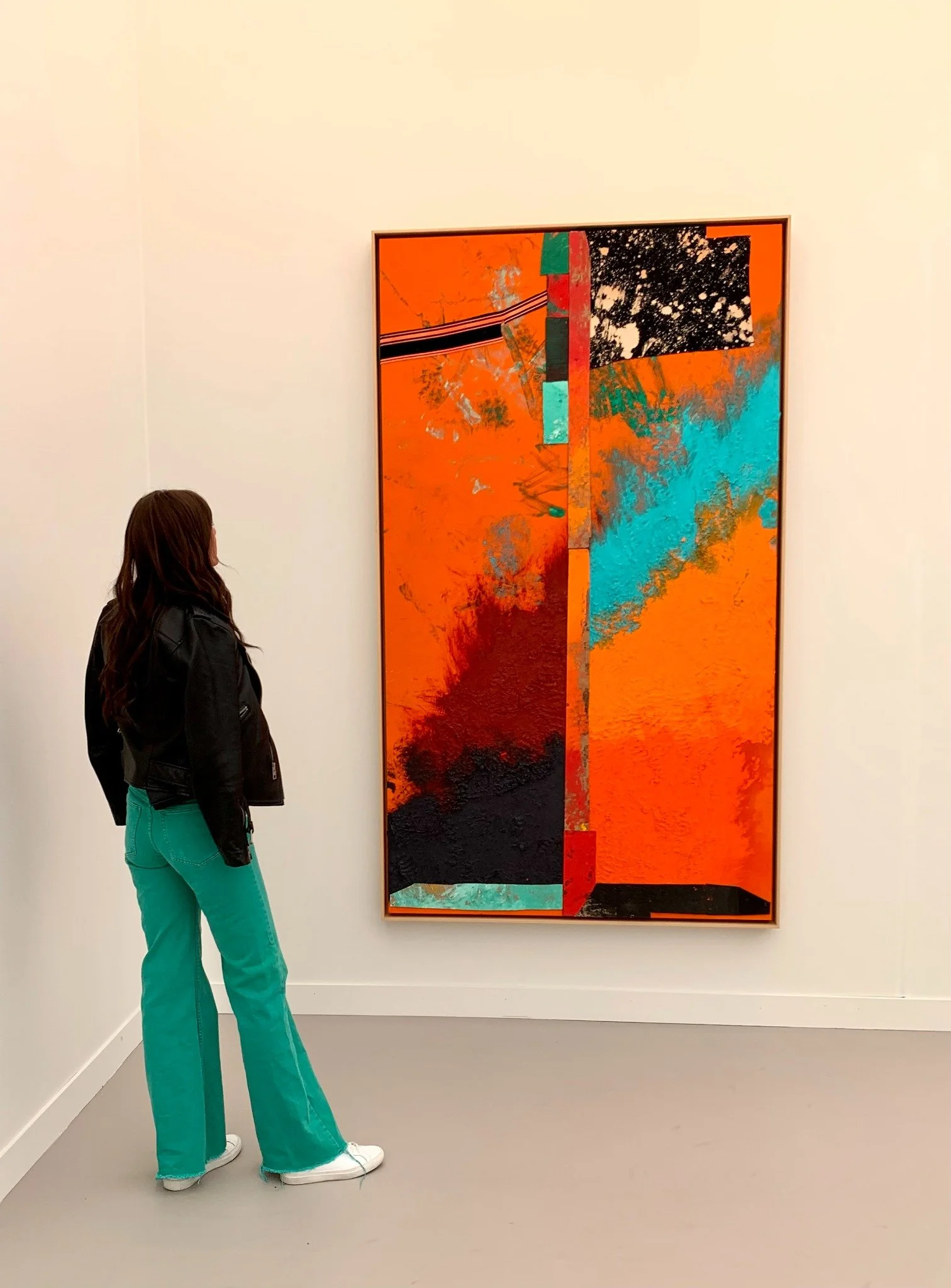 Julie Novakoff viewing artwork
