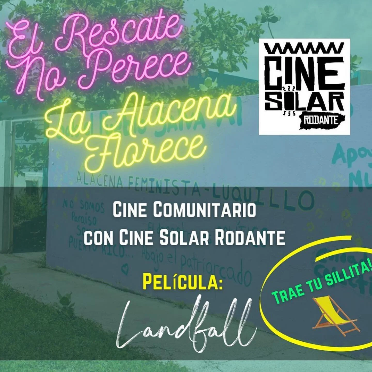 We are super excited to collaborate with @alacenafeministaluquillo to bring #CineSolarRodante to Luquillo this Friday 7/15 at 7pm🌞📽 @fistuptv 
・・・
&iexcl;Ya falta menos! 

Luego de una gira exitosa por toda la isla, el documental @landfallfilm llega a Luquillo. Si no lo has visto o lo quieres ver otra vez, z&uacute;mbate pa&rsquo; ac&aacute; que a las 7pm lo pondremos gracias a Cine Solar Rodante.

Trae tu silla, neverita, tus instrumentos y lo que necesites para pasarlo bien junto a nosotres. 💜🌼
