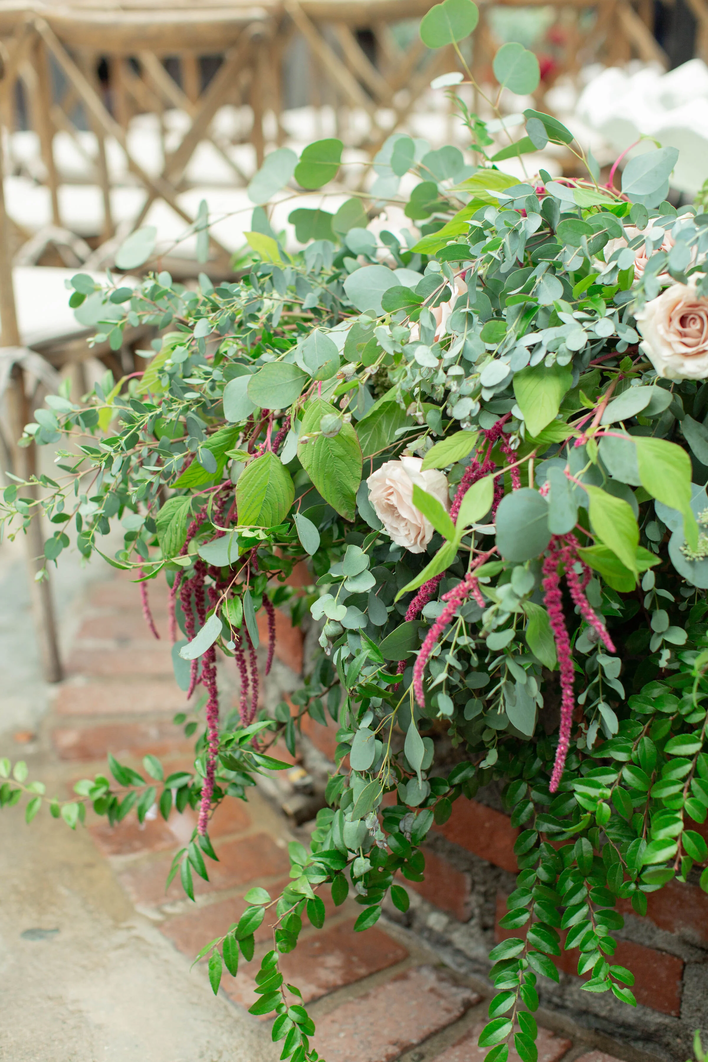 Fountain Flowers For beautiful  Unique Wedding.   These wedding flowers would be perfect for a Sonoma wedding, Napa wedding, or Bay area Wedding.  The perfect California Wedding in March.  Burgundy, Wine Color and Blush Wedding Flowers.  Flower Done 