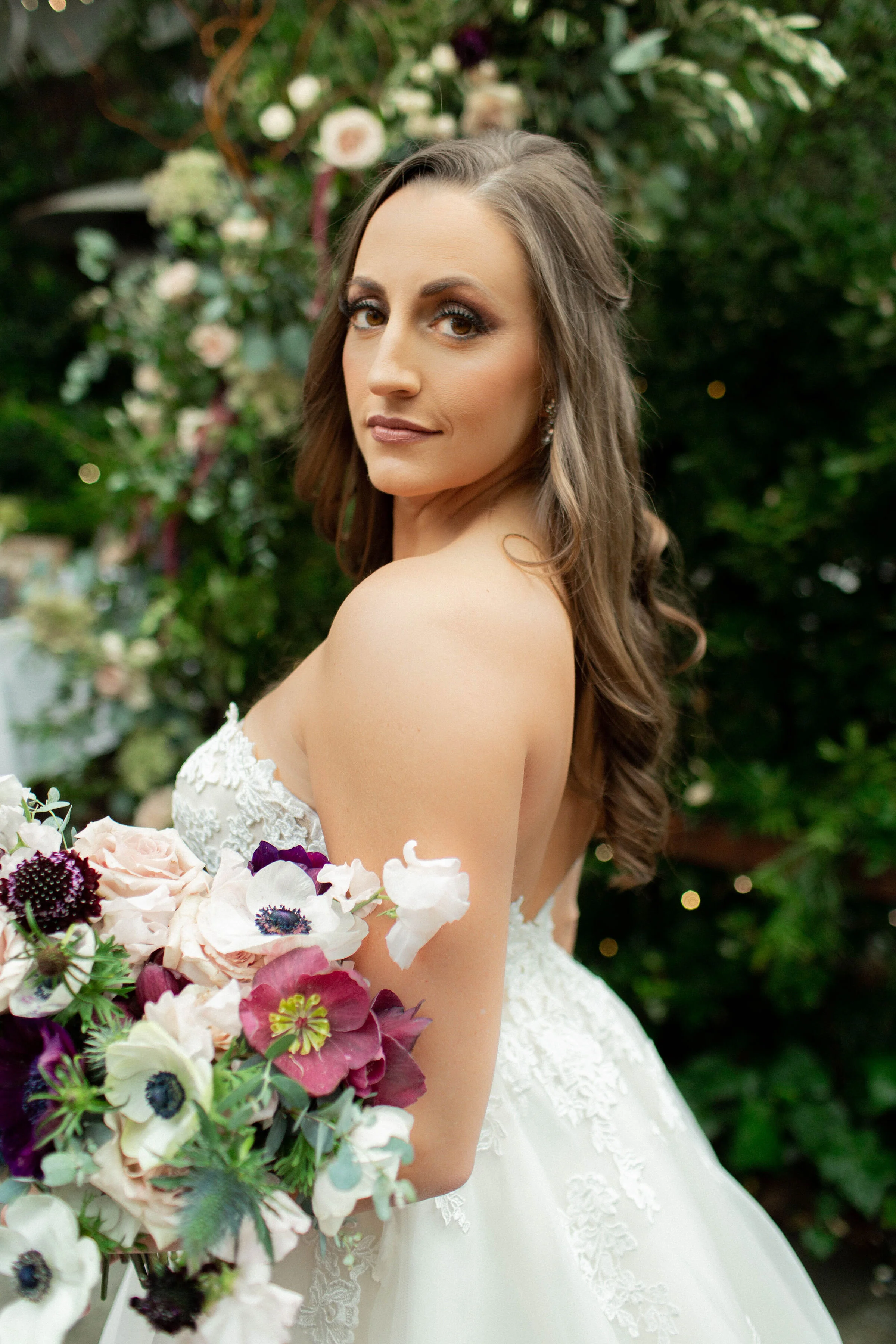 Burgundy & Blush Bridal Bouquet and Bridesmaid Bouquet. These wedding flowers would be perfect for a Sonoma wedding, Napa wedding, or Bay area Wedding.  The perfect California Wedding in March.  Burgundy, Wine Color and Blush Wedding Flowers.  Flower
