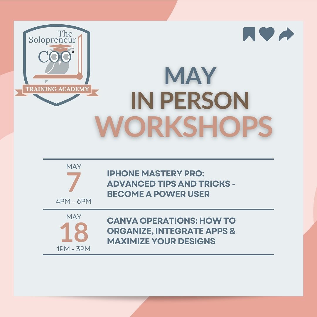 Are you local to the Ventura area and looking for a way to get some hands on help with learning how to maximize your tech? I have 2 workshops coming up this month just for you! 

Comment &ldquo;MAY&rdquo; if you want the registration links sent to yo