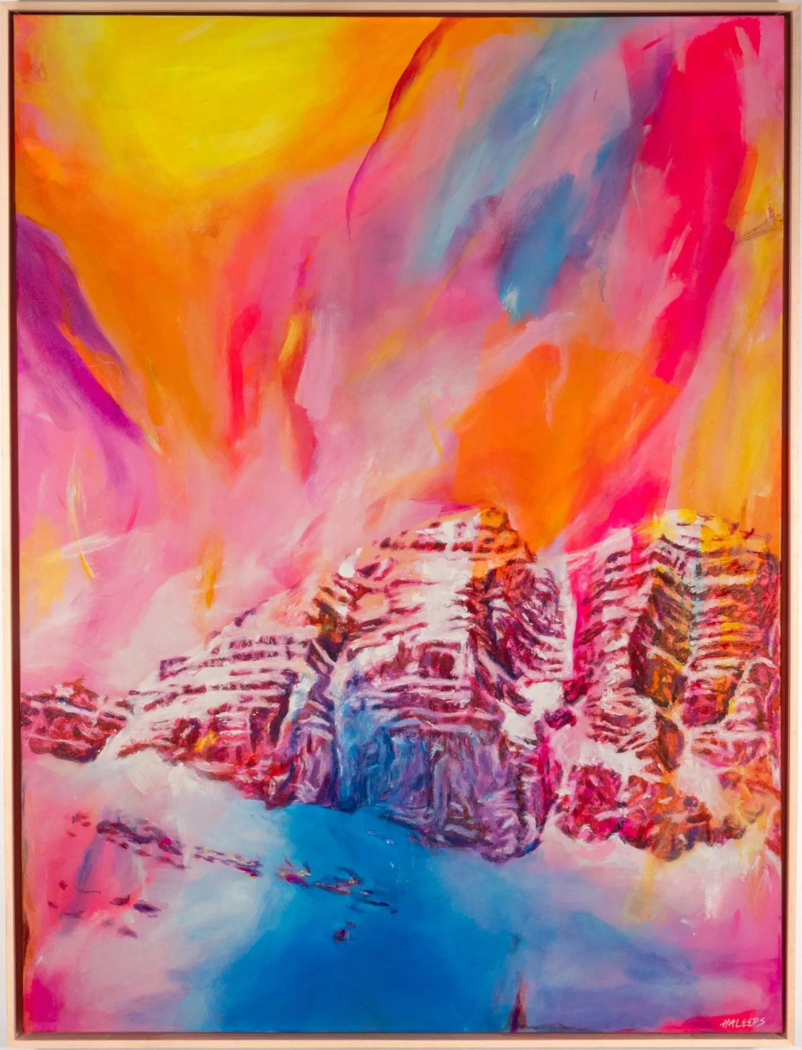 Tropical Cody | Acrylic, Pastel | 2024 | 30"x40" framed in raw wood // *SOLD*