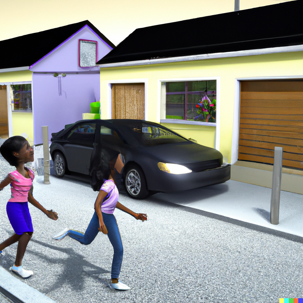 DALL·E 2023-01-03 12.19.21 - two young black sisters running down a street toward a shop on a small town road with two cars parked outside marker render.png