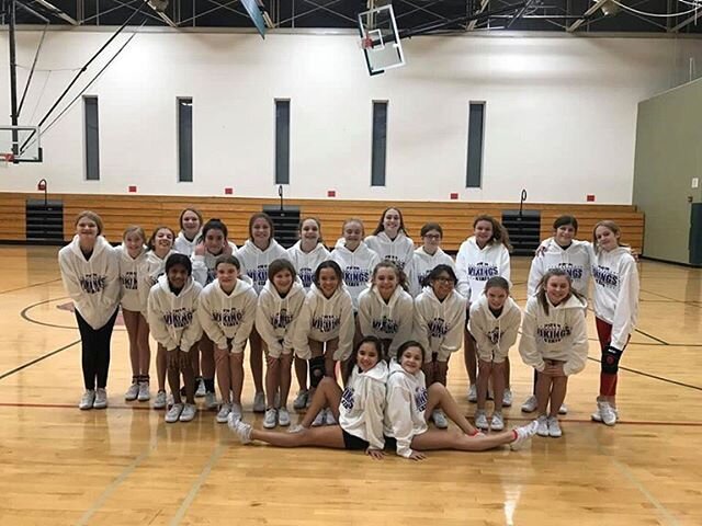 also heading to the STATE FINALS is the antioch viking jv black cheer team! look at how cute those sweatshirts are! good luck girls, bring home some hardware!!🥇🏆