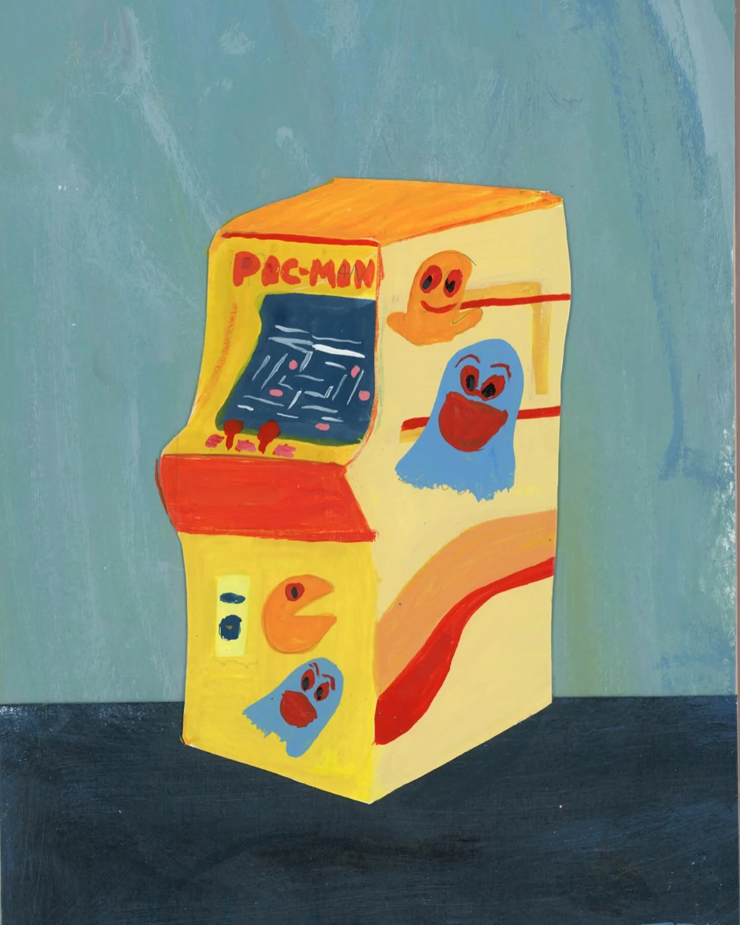 This piece I did for the &ldquo;Almost There&rdquo; show at Fairmont house was reimagined as a Pac-Man machine. I first did it as a project where I was doing band names literally. This started out as Arcade Fire. This was probably done about 7 years 
